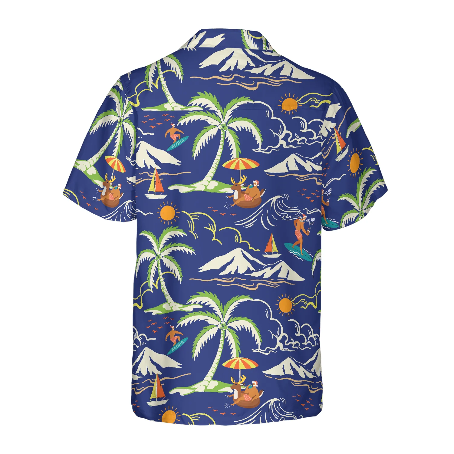 Hyperfavor Christmas Hawaiian Shirts Santa Beach Summer Pattern 3 Shirt Short Sleeve Christmas Shirt Idea Gift Aloha Shirt For Men and Women