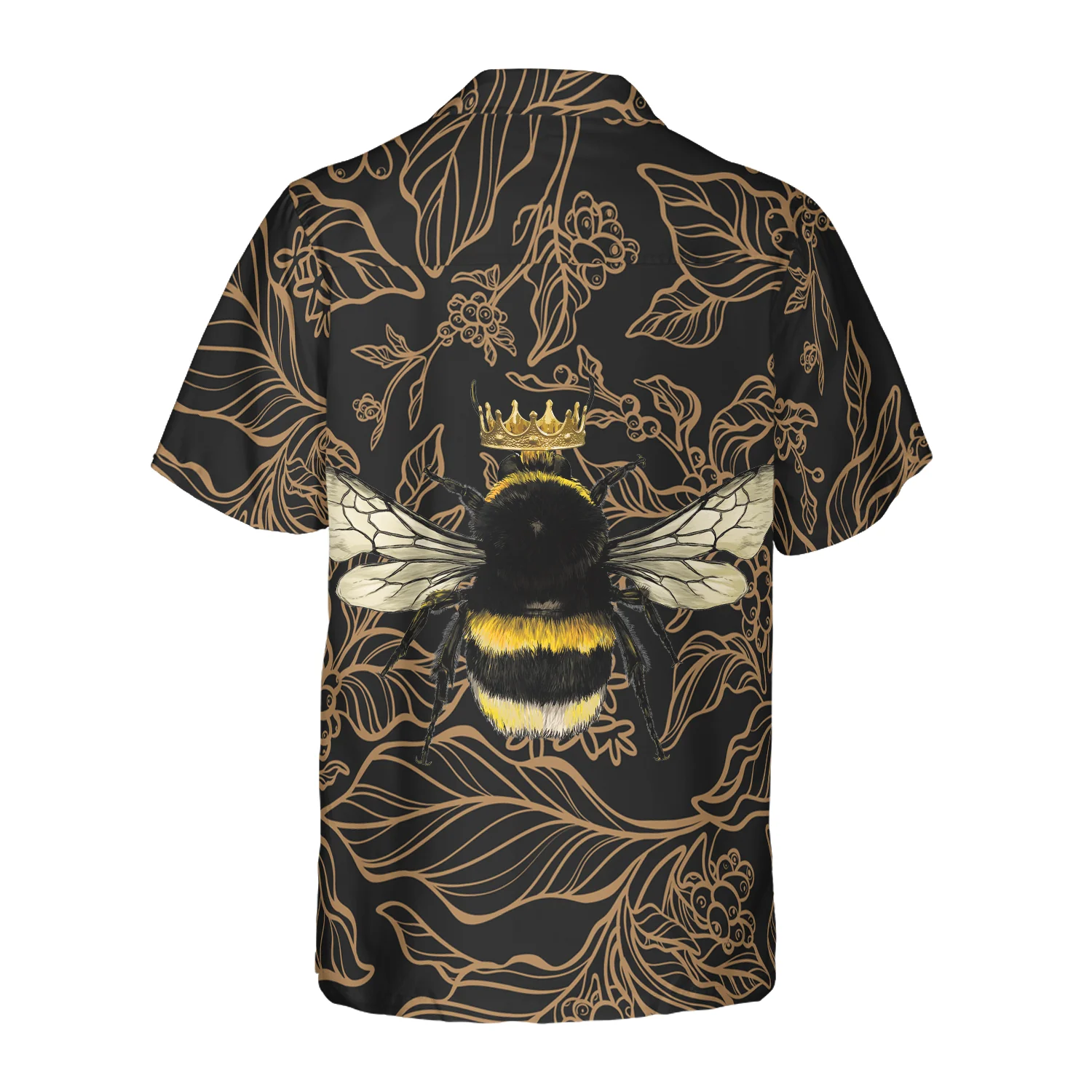 Golden Floral Bee Hawaiian Shirt Aloha Shirt For Men and Women