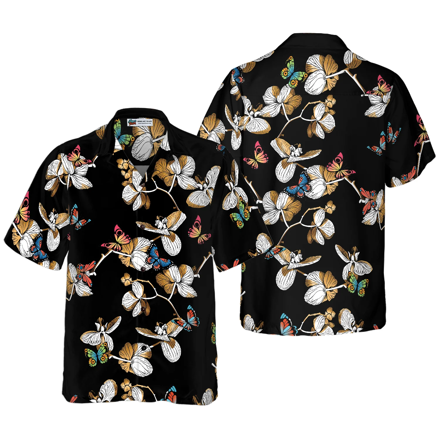 Floral Butterfly Pattern Hawaiian Shirt Aloha Shirt For Men and Women