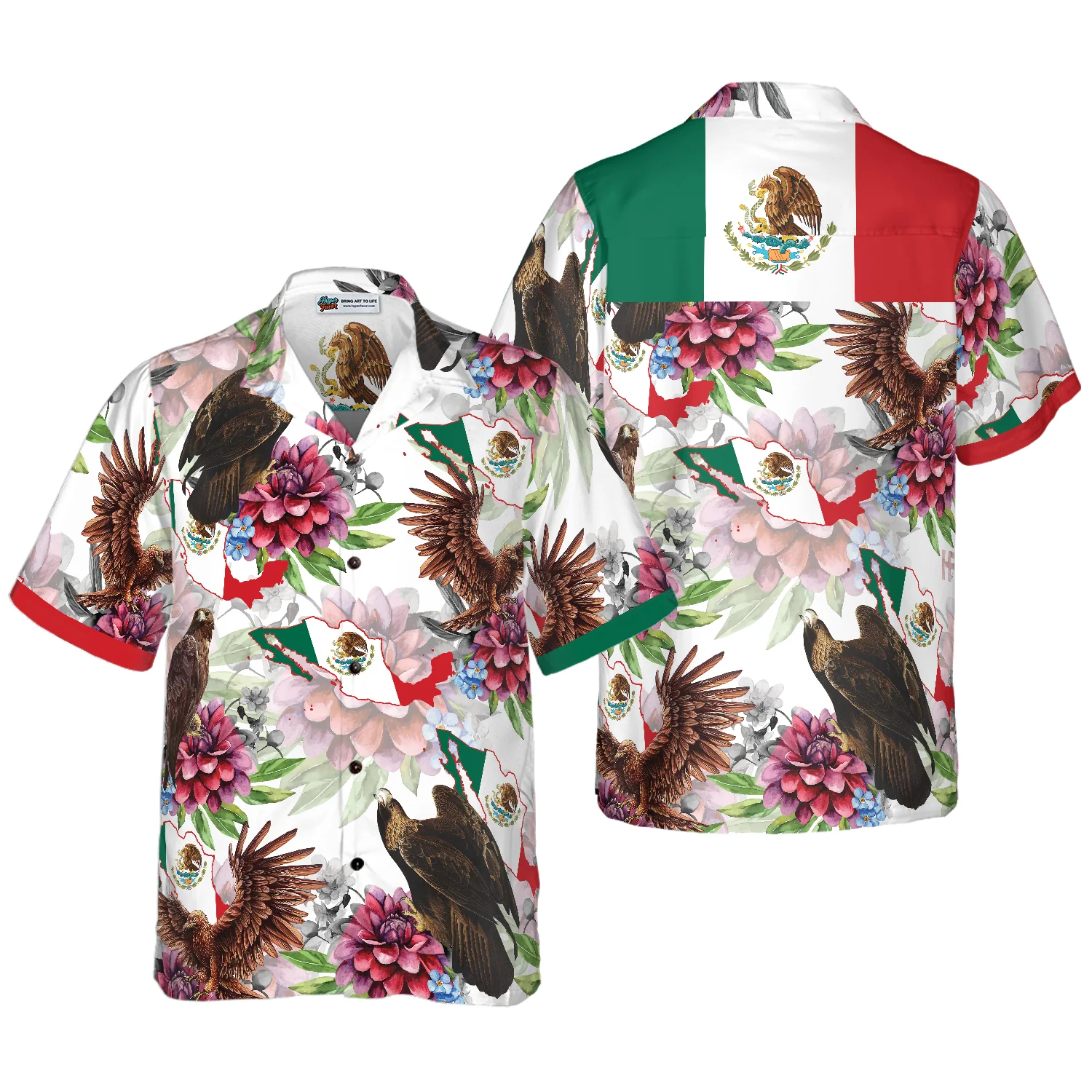 Mexico Proud Dahlia Golden Eagle Hawaiian Shirt Aloha Shirt For Men and Women