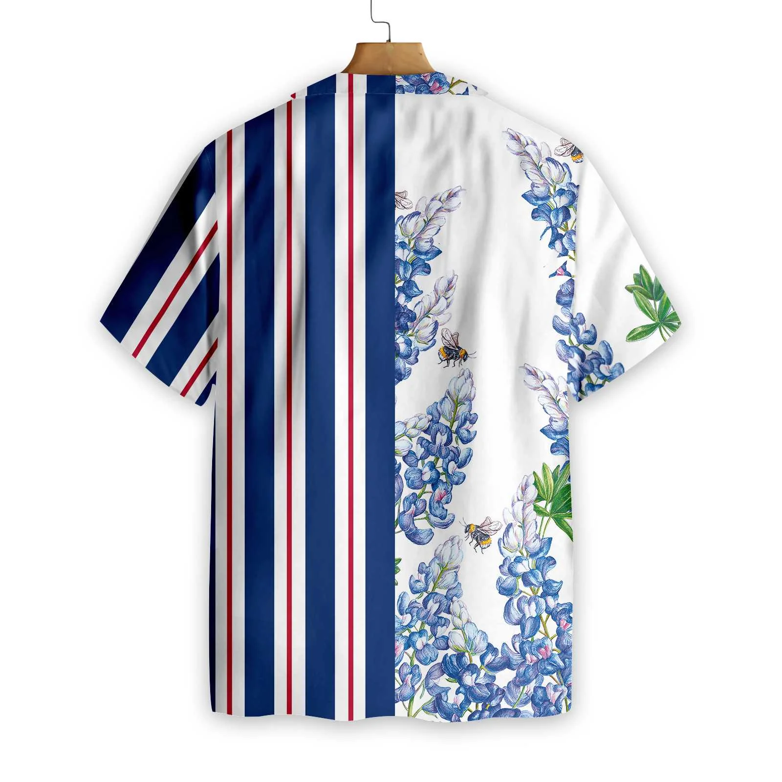 Stripe Pattern Texas Flag Bluebonnet Texas Hawaiian Shirt Button Down Floral And Flag Texas Shirt Proud Texas Shirt Aloha Shirt For Men and Women