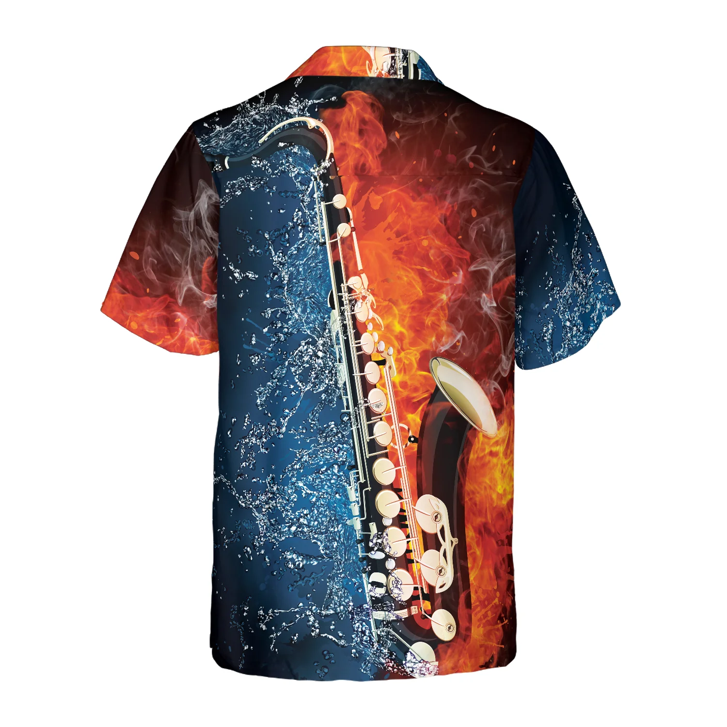 Saxophone With Water And Flame Hawaiian Shirt Aloha Shirt For Men and Women