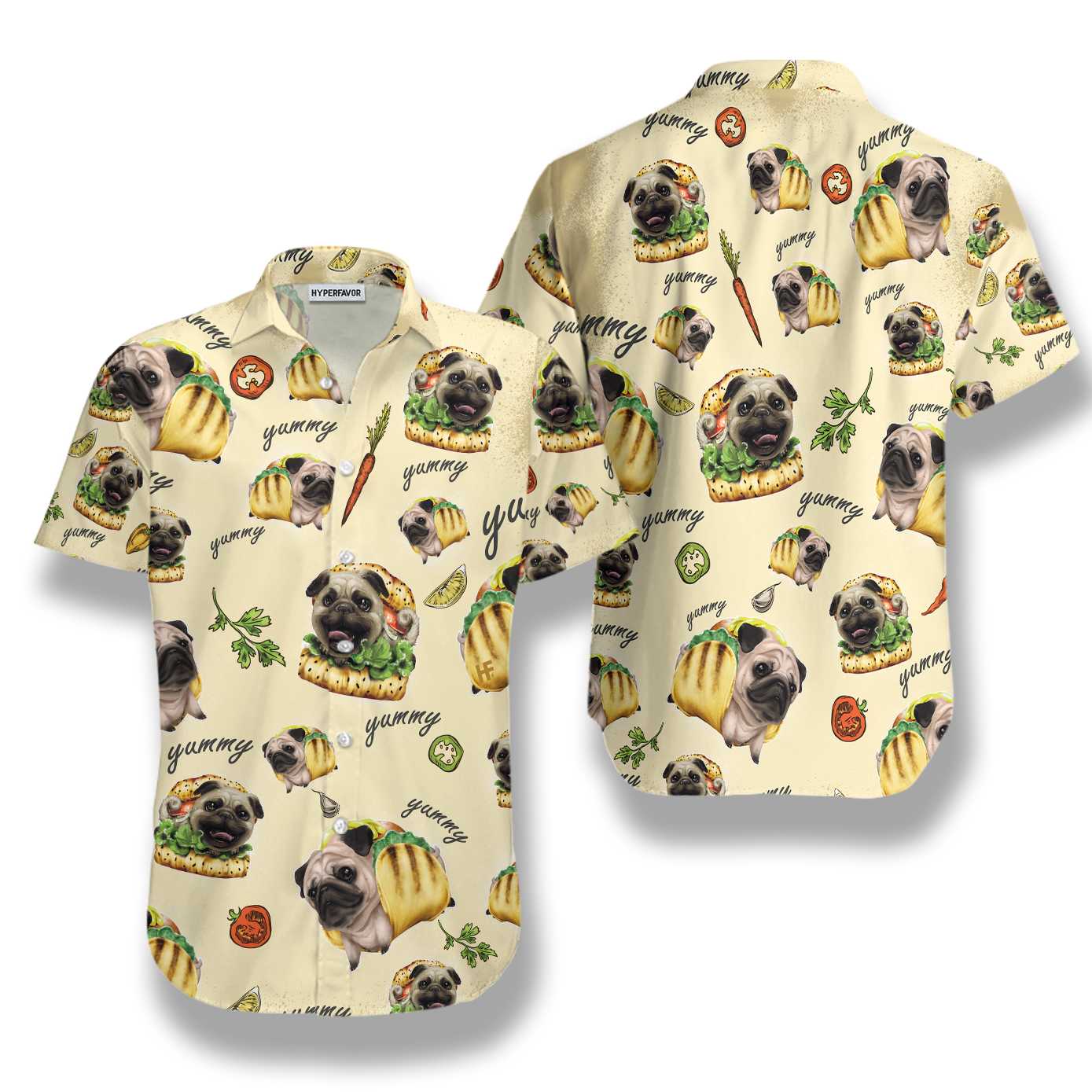 Adorable Taco Pugs Shirt Hawaiian Shirt Aloha Shirt For Men and Women