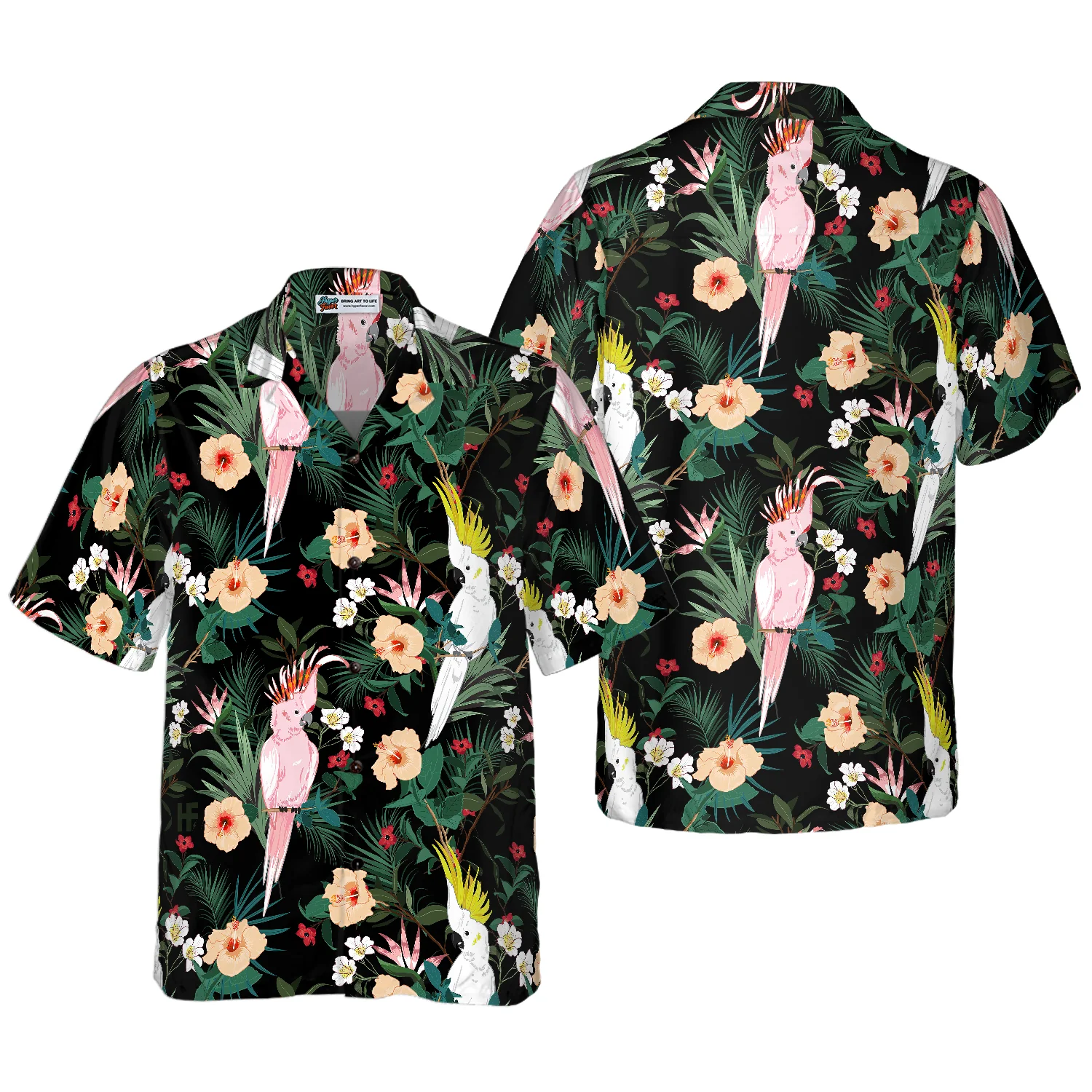 Tropical Floral Parrot Hawaiian Shirt Aloha Shirt For Men and Women