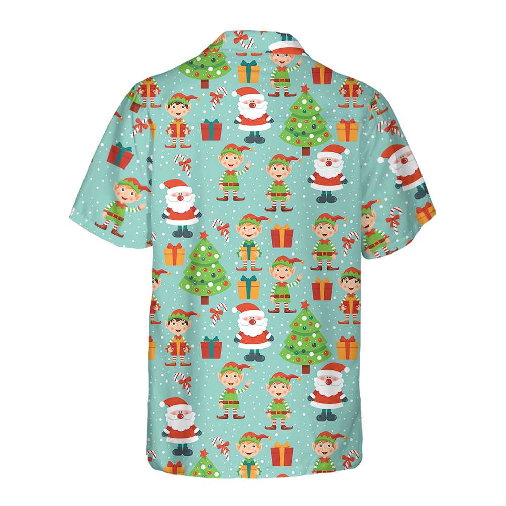 Colorful Santa Helper Pattern Hawaiian Shirt Funny Christmas Shirt Best Christmas Gift Idea Aloha Shirt For Men and Women