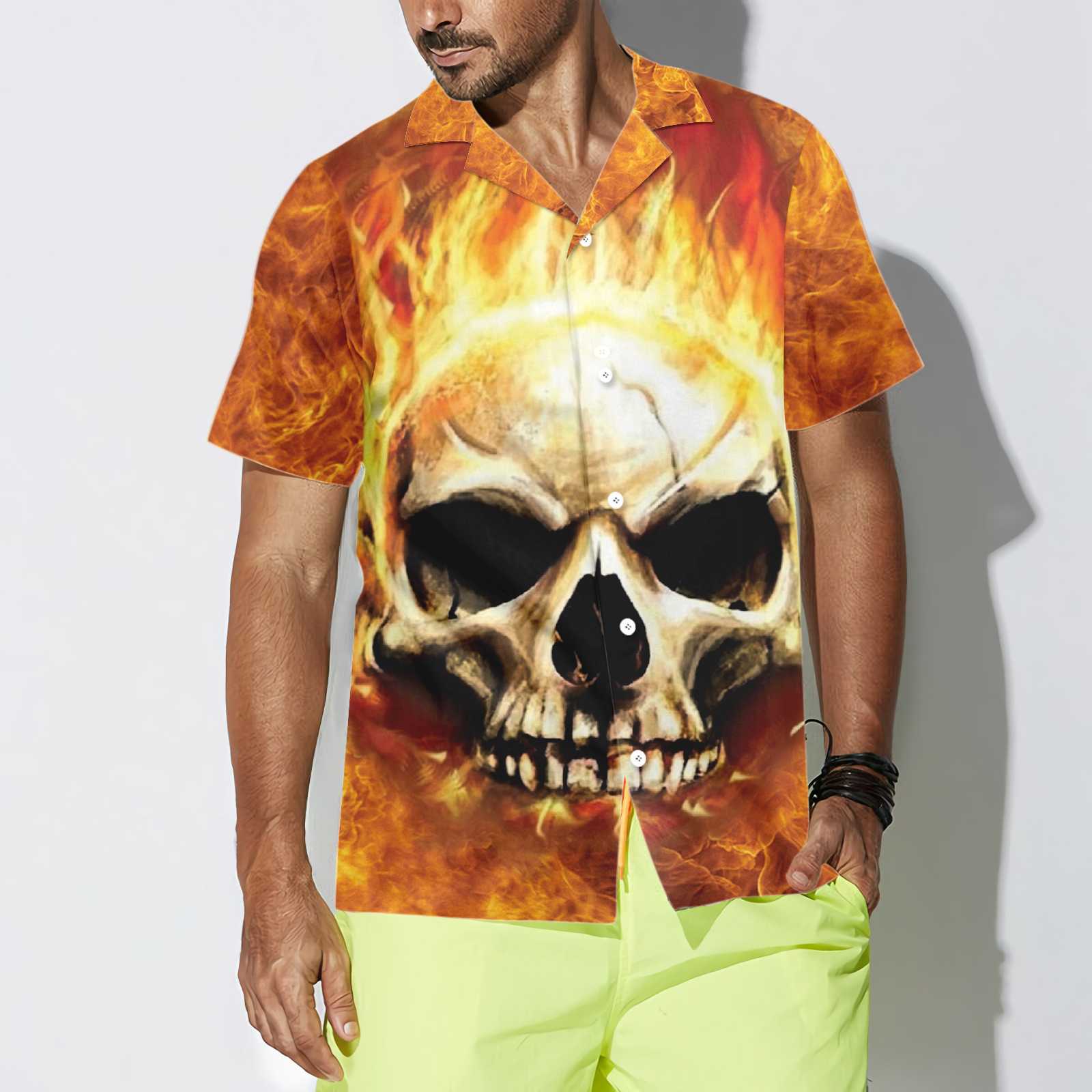 Red Skull Smoke Hawaiian Shirt Cool Flame Skull Shirt Aloha Shirt For Men and Women