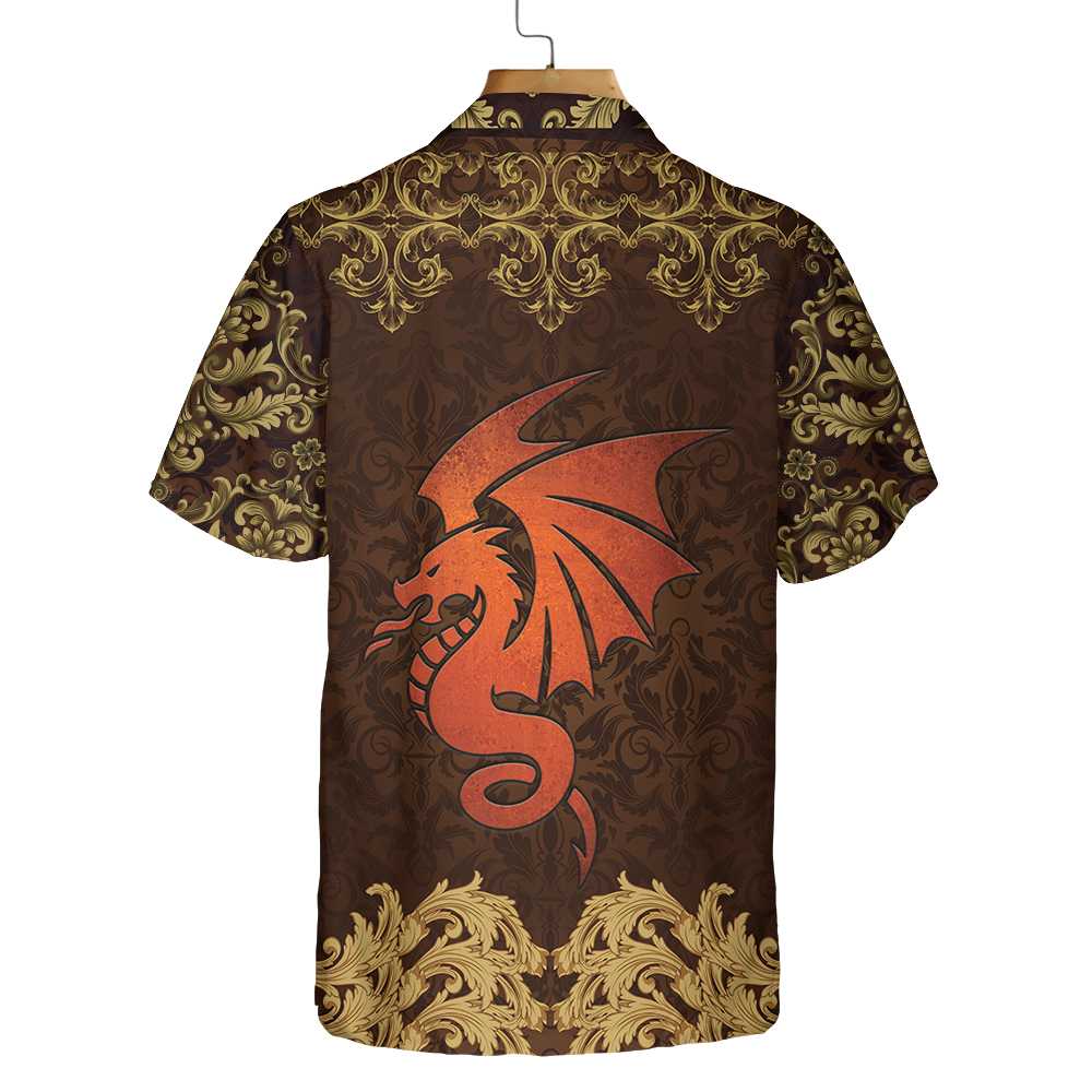 Baroque Dark Brown Dragon Hawaiian Shirt Vintage Pattern Dragon Shirt Aloha Shirt For Men and Women