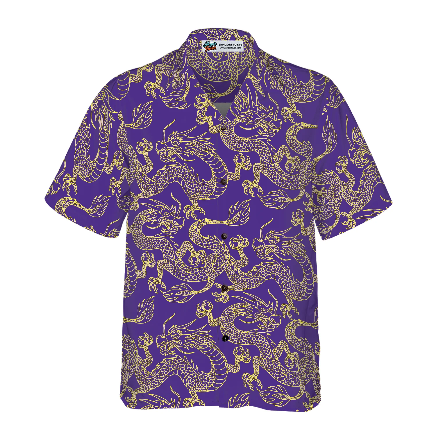 Purple And Gold Edition Oriental Dragon Hawaiian Shirt Aloha Shirt For Men and Women