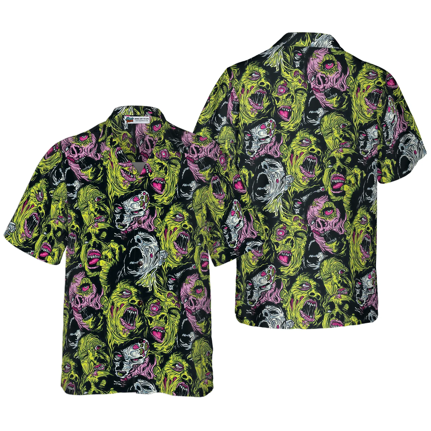 Horror Zombie Head Hawaiian Shirt Aloha Shirt For Men and Women