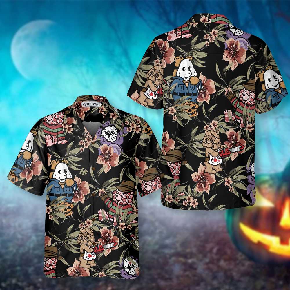 Horror Movie Characters Scare Dogs Halloween Hawaiian Shirt Funny Halloween Shirt  Women Aloha Shirt For Men and Women