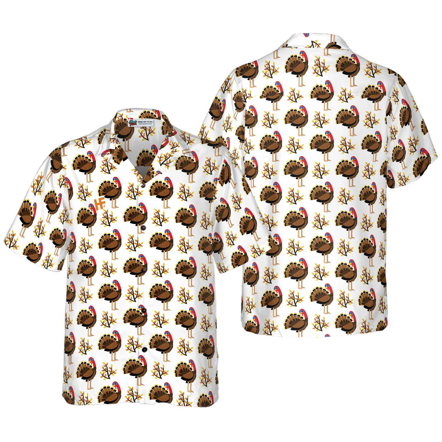 Autumn Cute Turkey Birds Hawaiian Shirt Aloha Shirt For Men and Women