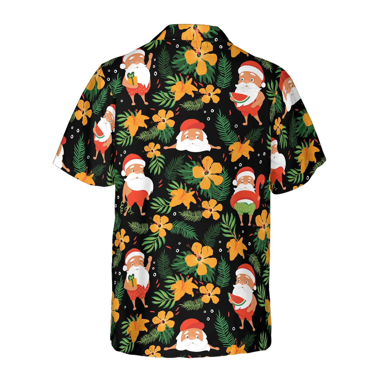 Hyperfavor Christmas Hawaiian Shirts Santa Swimming Tropical Pattern Shirt Short Sleeve Christmas Shirt Idea Gift Aloha Shirt For Men and Women