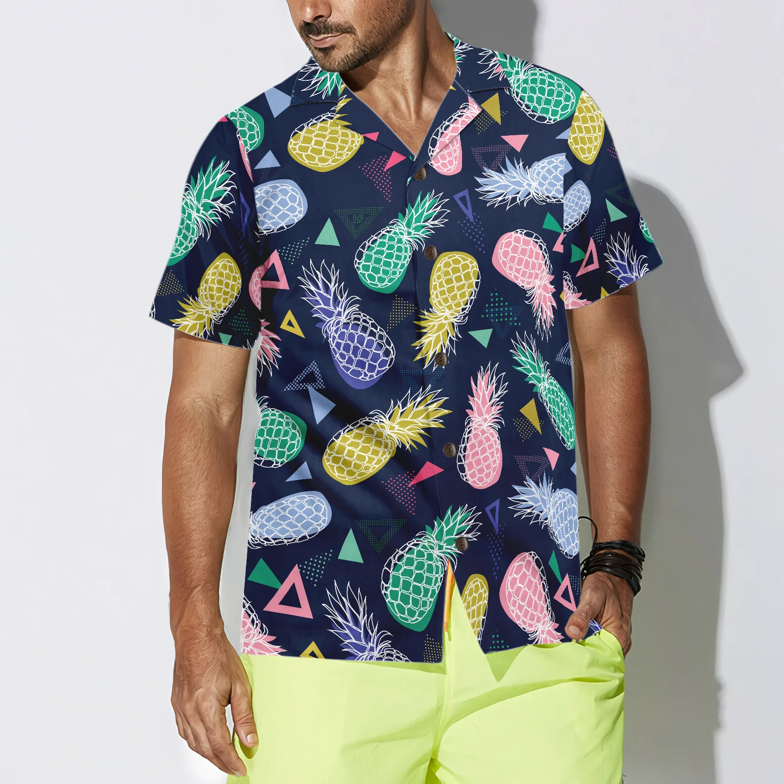 Pineapple Fruits In Memphis Style Hawaiian Shirt Aloha Shirt For Men and Women