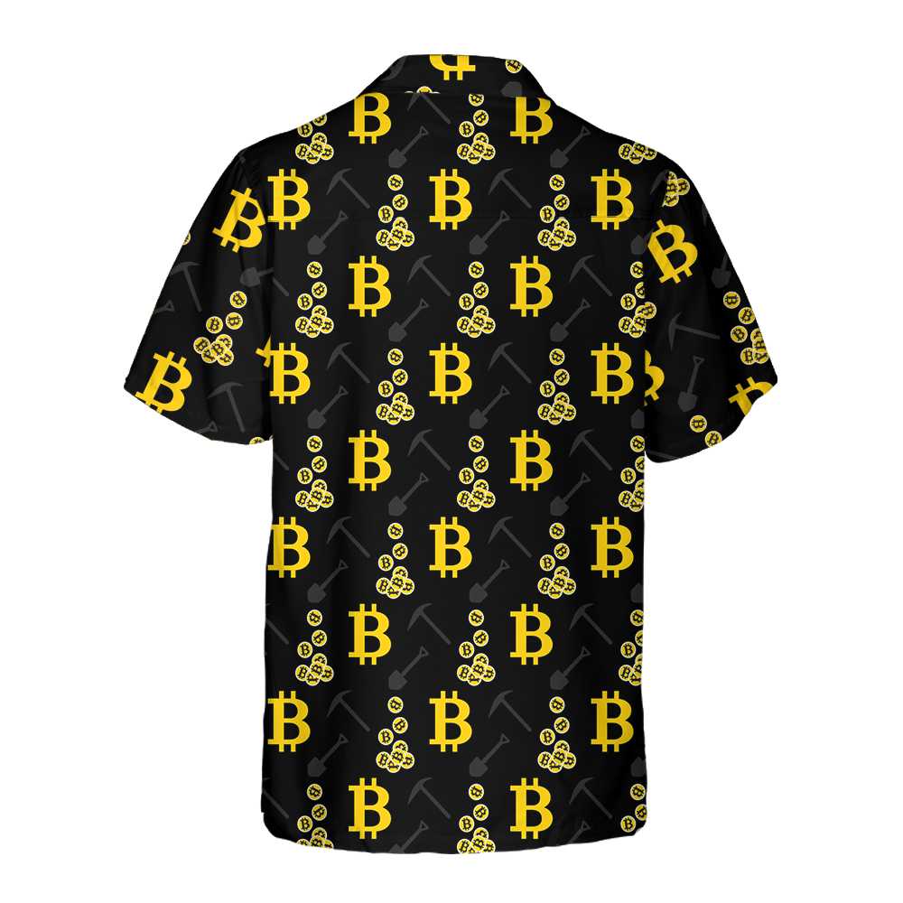 Cryptocurrency Bitcoin Miner Hawaiian Shirt Black And Yellow Bitcoin Shirt  Women Aloha Shirt For Men and Women