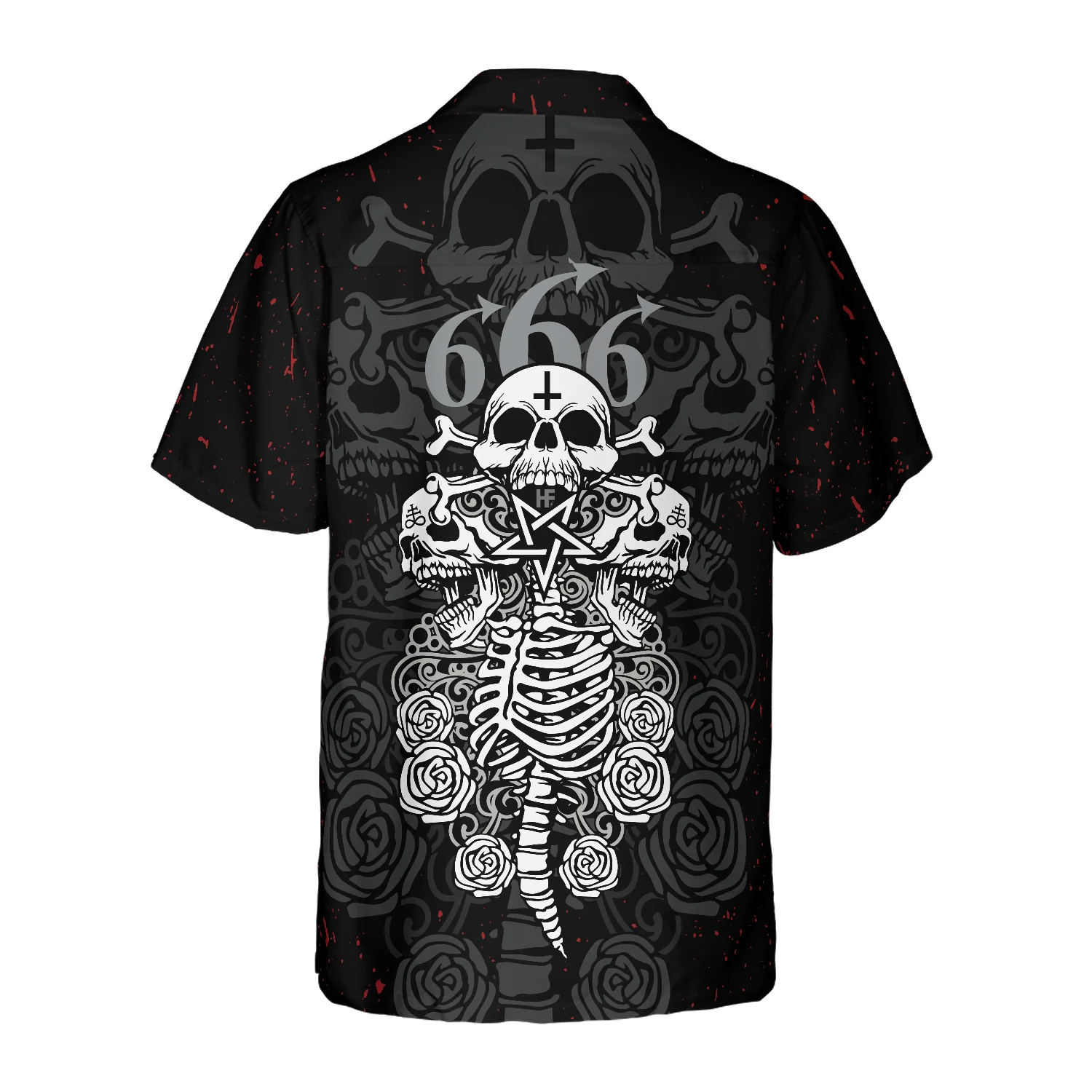 Skull And Bones Satanic Goth Gothic Hawaiian Shirt Aloha Shirt For Men and Women