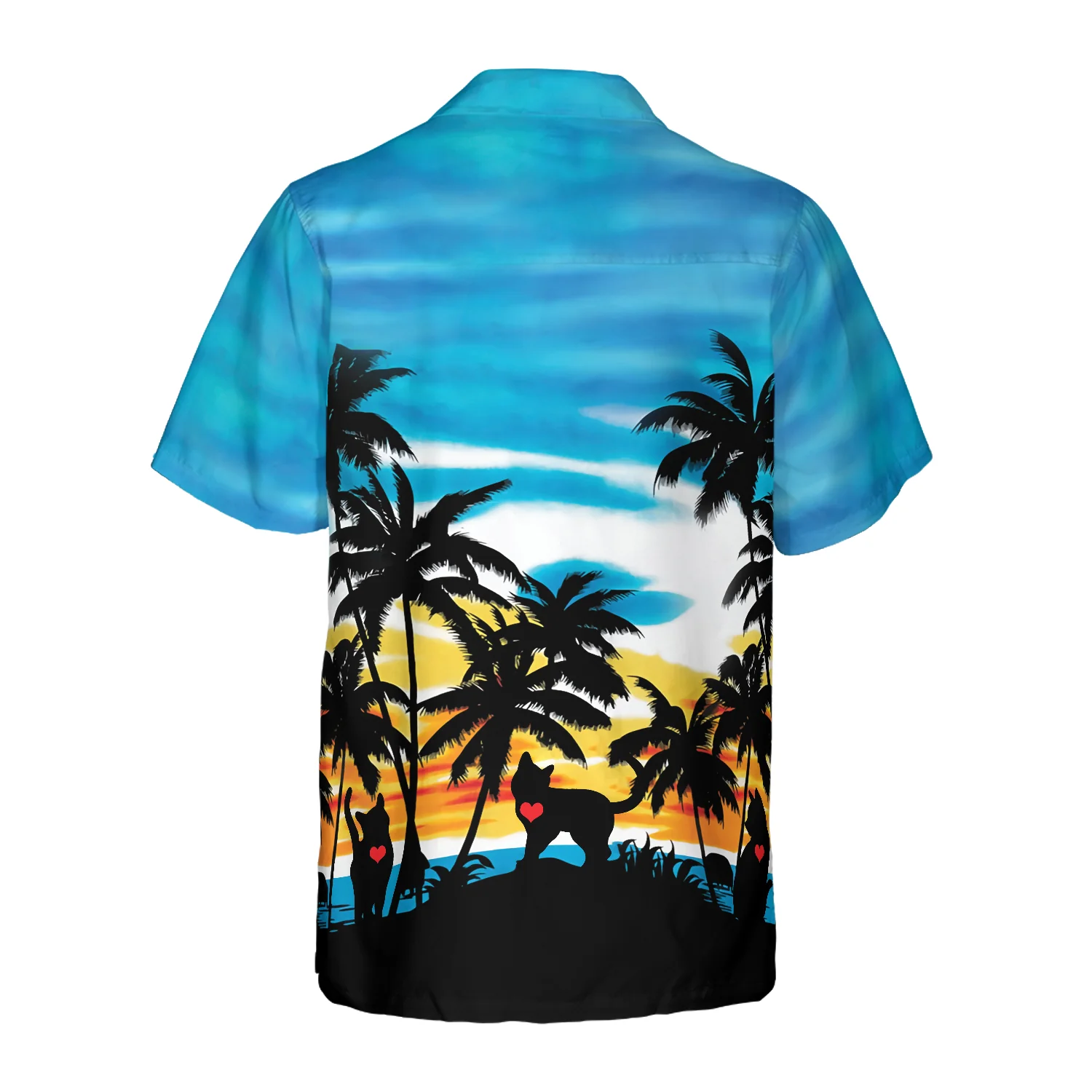 Cat Love Sunset Hawaiian Shirt Aloha Shirt For Men and Women