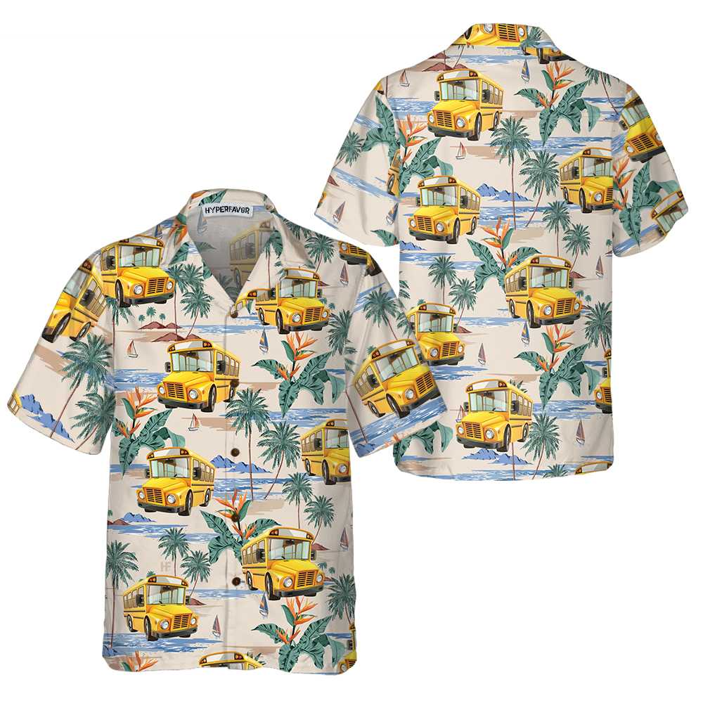 Bus Driver And Tropical Pattern Hawaiian Shirt Tropical Bus Driver Shirt Bus Driver Gift Idea Aloha Shirt For Men and Women