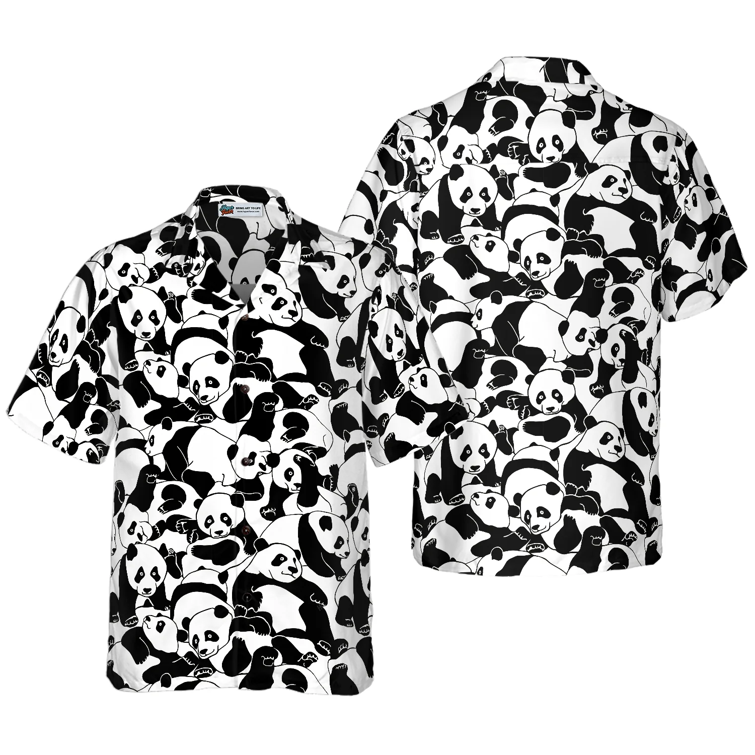 Cartoon Young Pandas Hawaiian Shirt Aloha Shirt For Men and Women