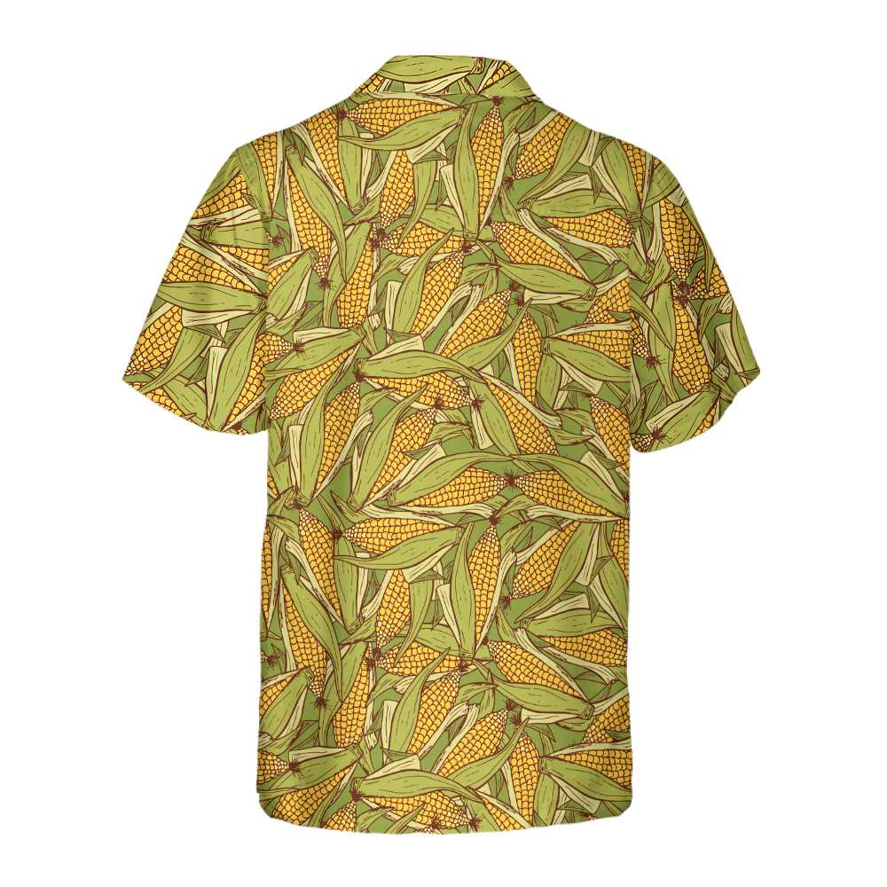 Hand Drawn Doodle Corn Cobs Hawaiian Shirt Corn Shirt Button Up Hawaiian Shirt With Corn Aloha Shirt For Men and Women