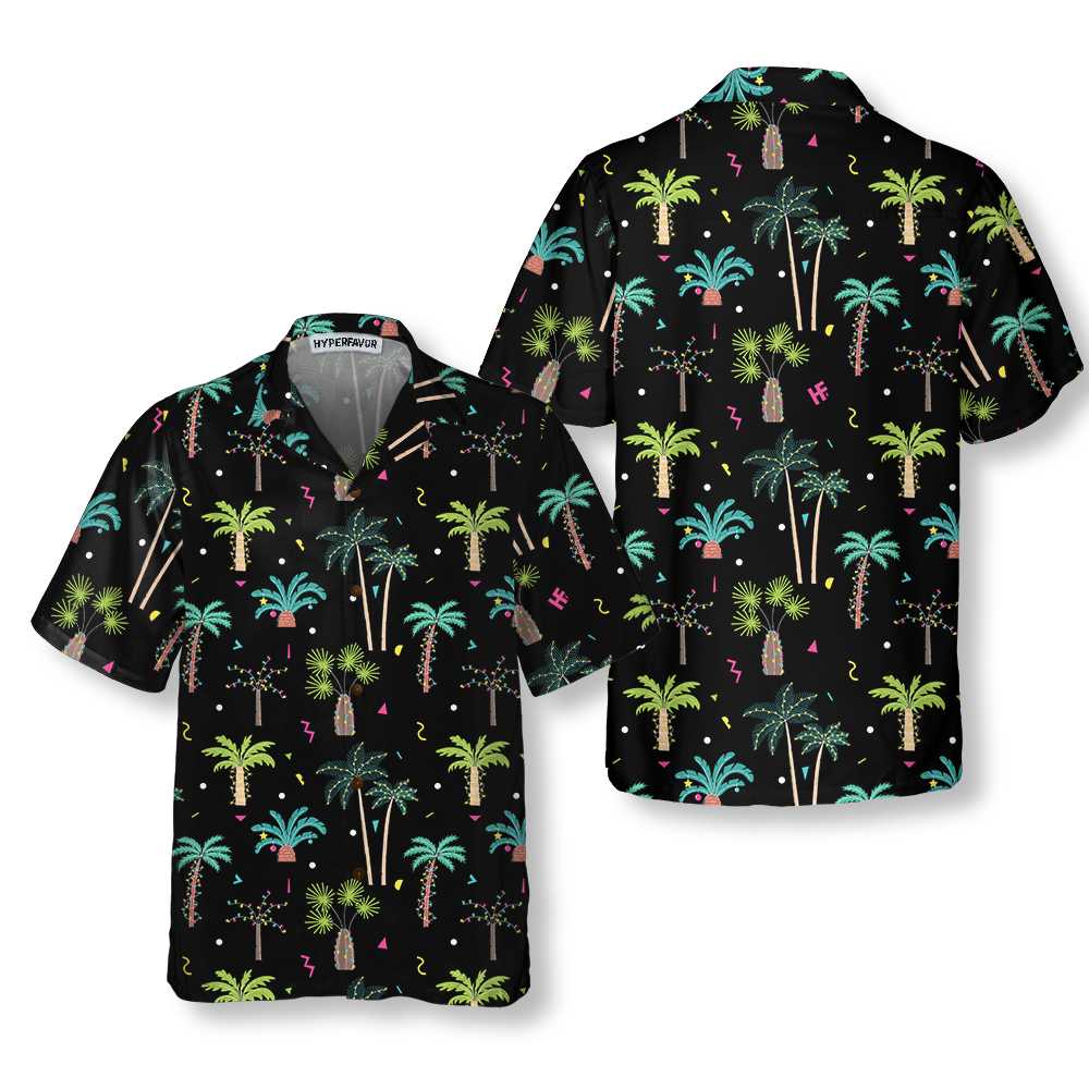 Christmas Palm Trees Hawaiian Shirt Funny Christmas Shirt Aloha Shirt For Men and Women