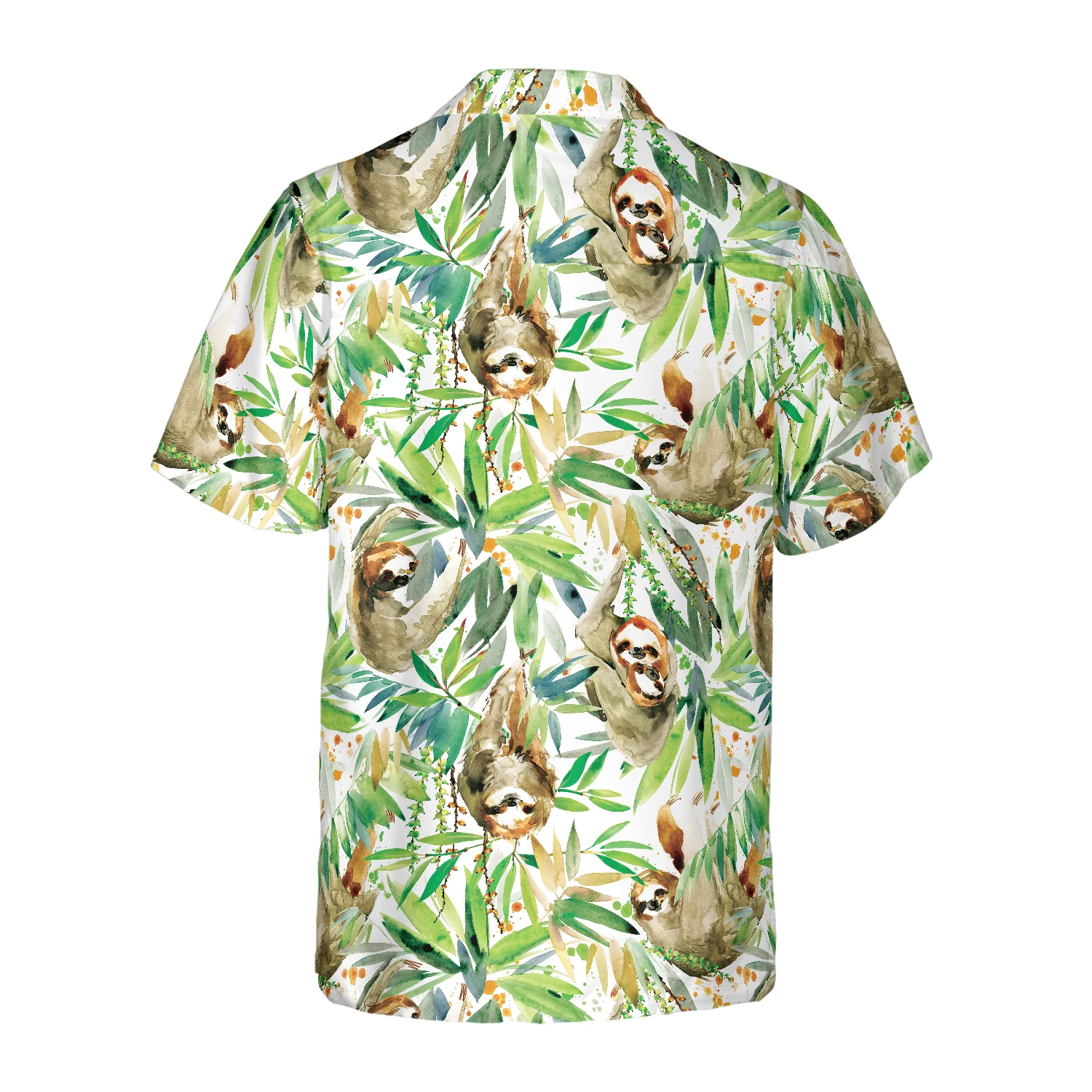 Watercolor Sloth And Tropical Plant Hawaiian Shirt Aloha Shirt For Men and Women