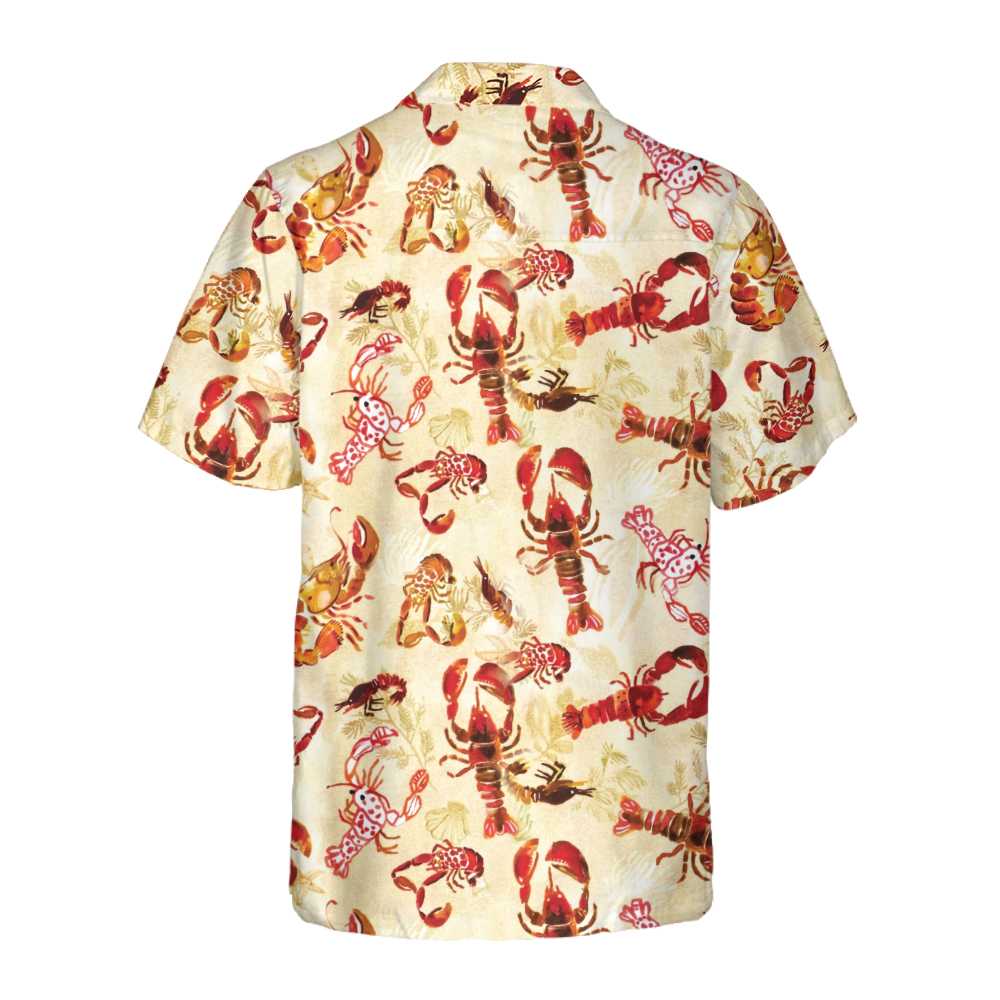 Retro Lobster Pattern Hawaiian Shirt Unique Lobster Shirt Lobster Print Shirt For Adults Aloha Shirt For Men and Women