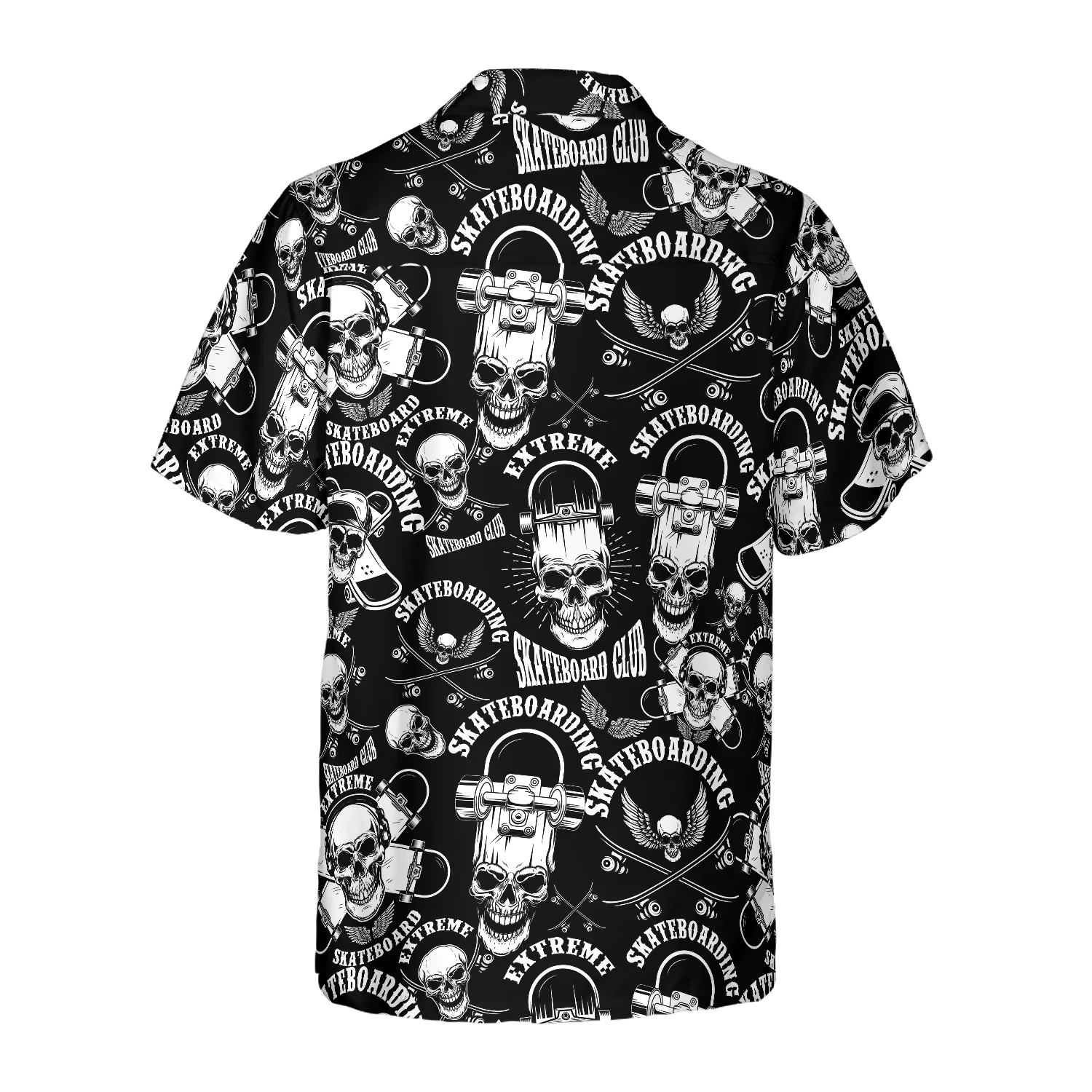 Skateboard Emblems In Monochrome Style Hawaiian Shirt Aloha Shirt For Men and Women