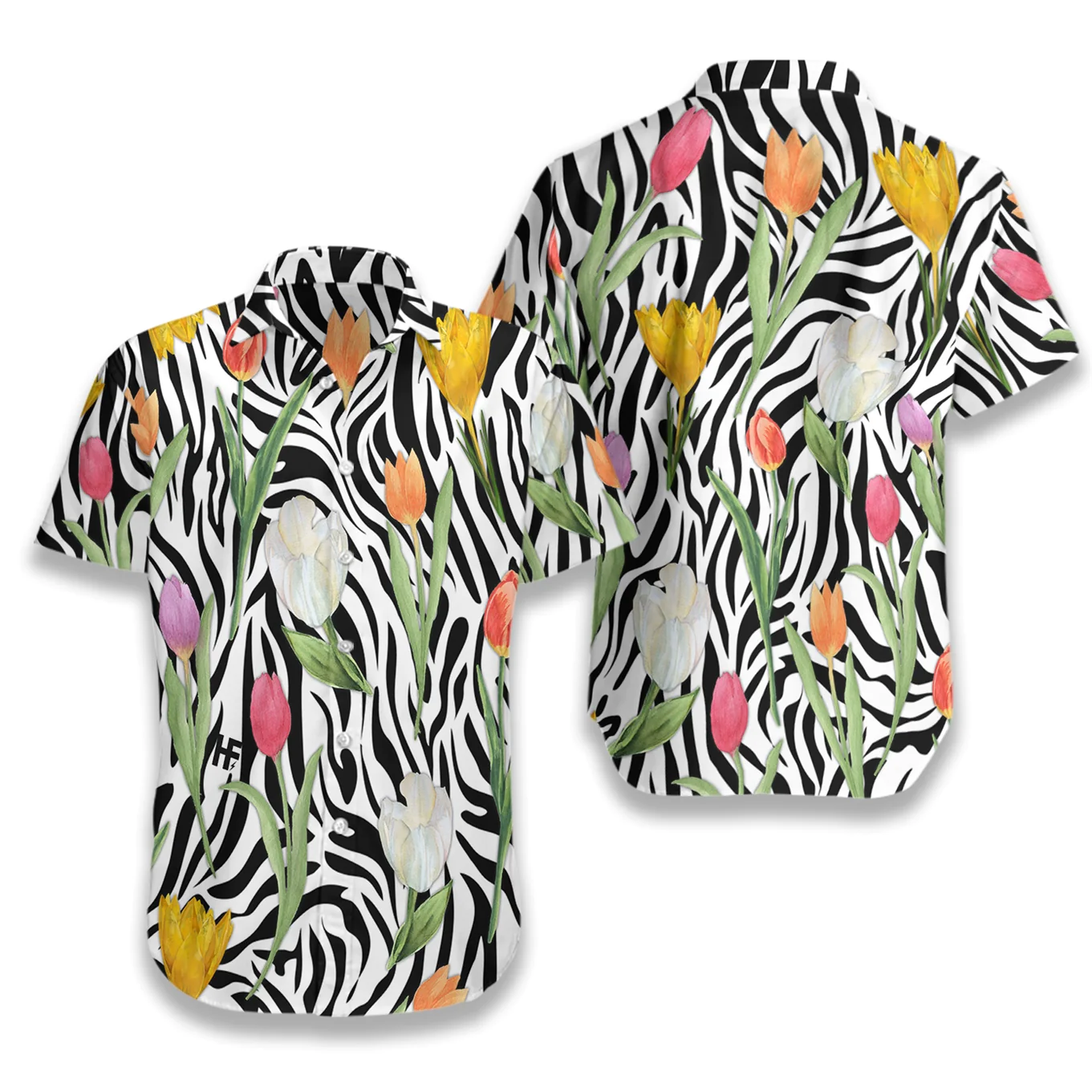 Tulip Zebra Watercolor Painting Art Hawaiian Shirt Aloha Shirt For Men and Women