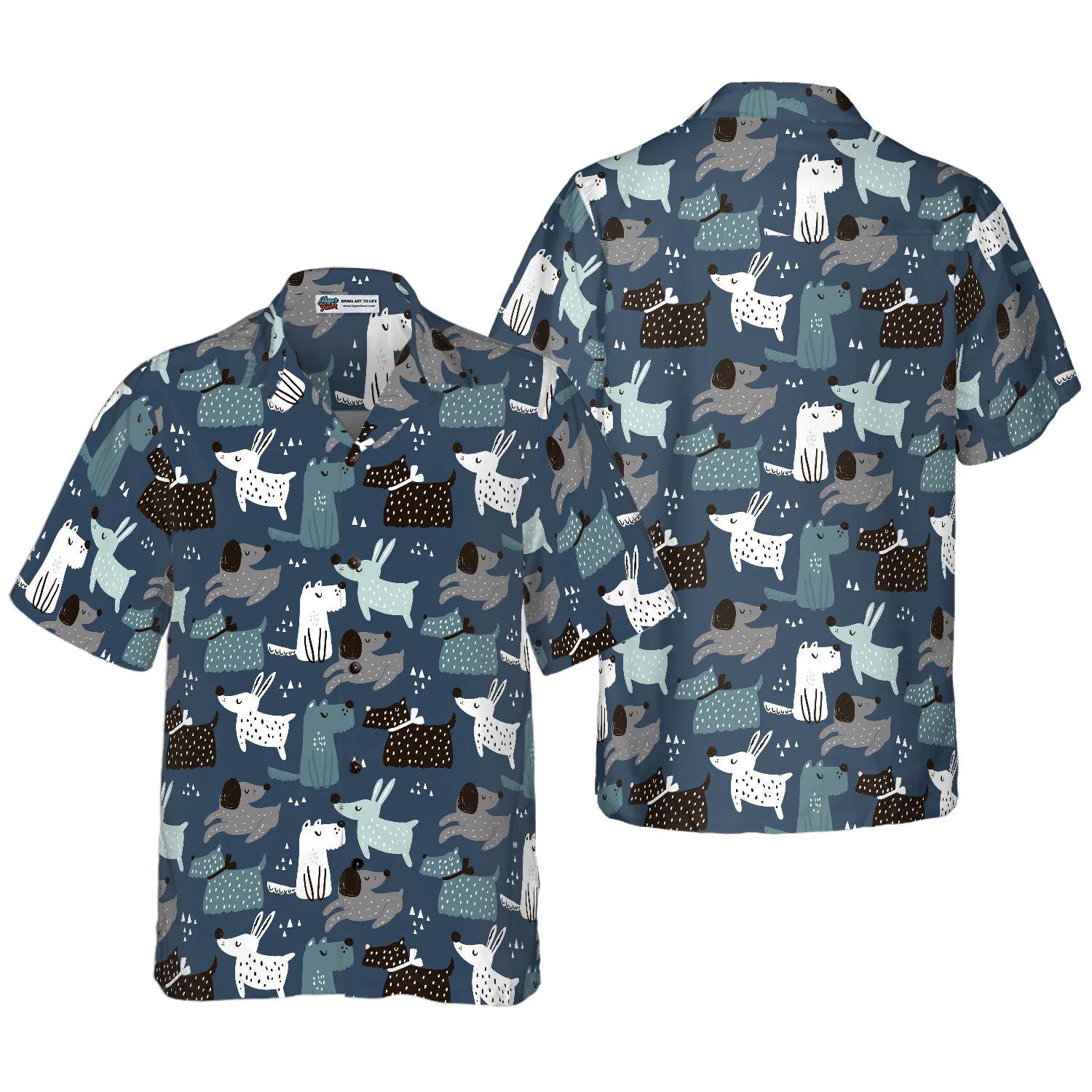 Childish Seamless Pattern Dogs Hawaiian Shirt Aloha Shirt For Men and Women