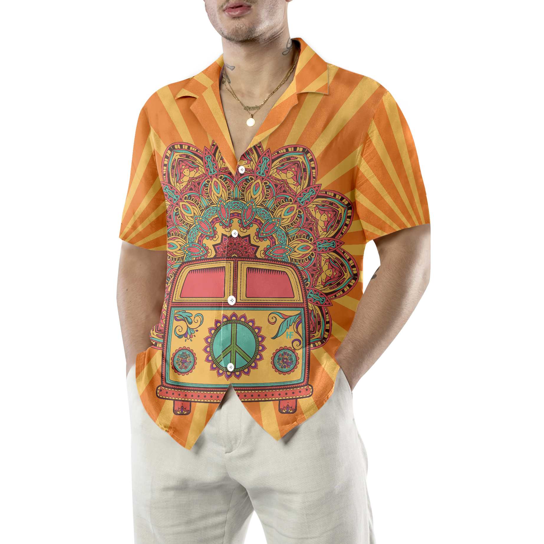 Hippie Van Mandala Hawaiian Shirt Funny Hippie Shirt Unique Hippie Gift Aloha Shirt For Men and Women