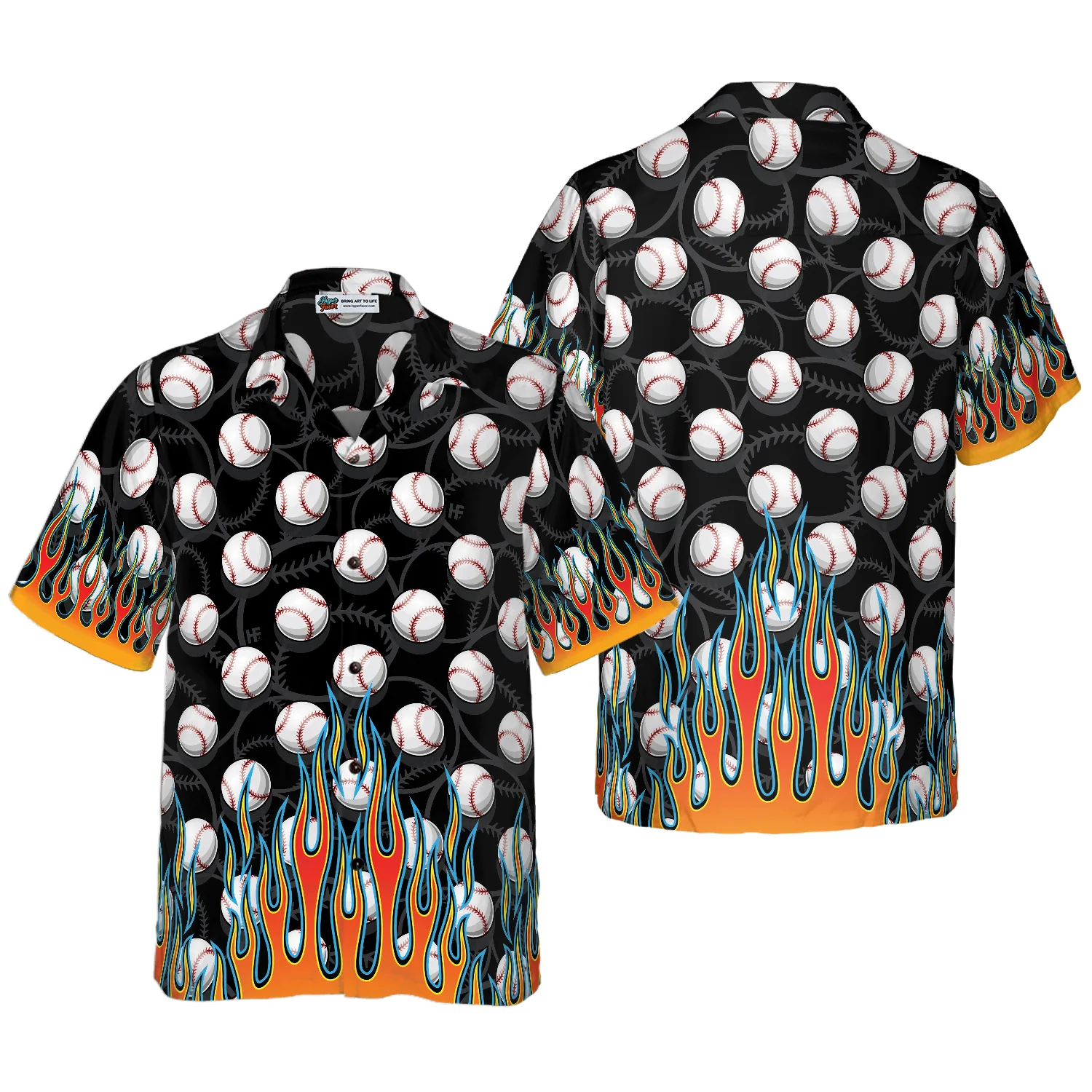 Flame Baseballs Hawaiian Shirt Aloha Shirt For Men and Women