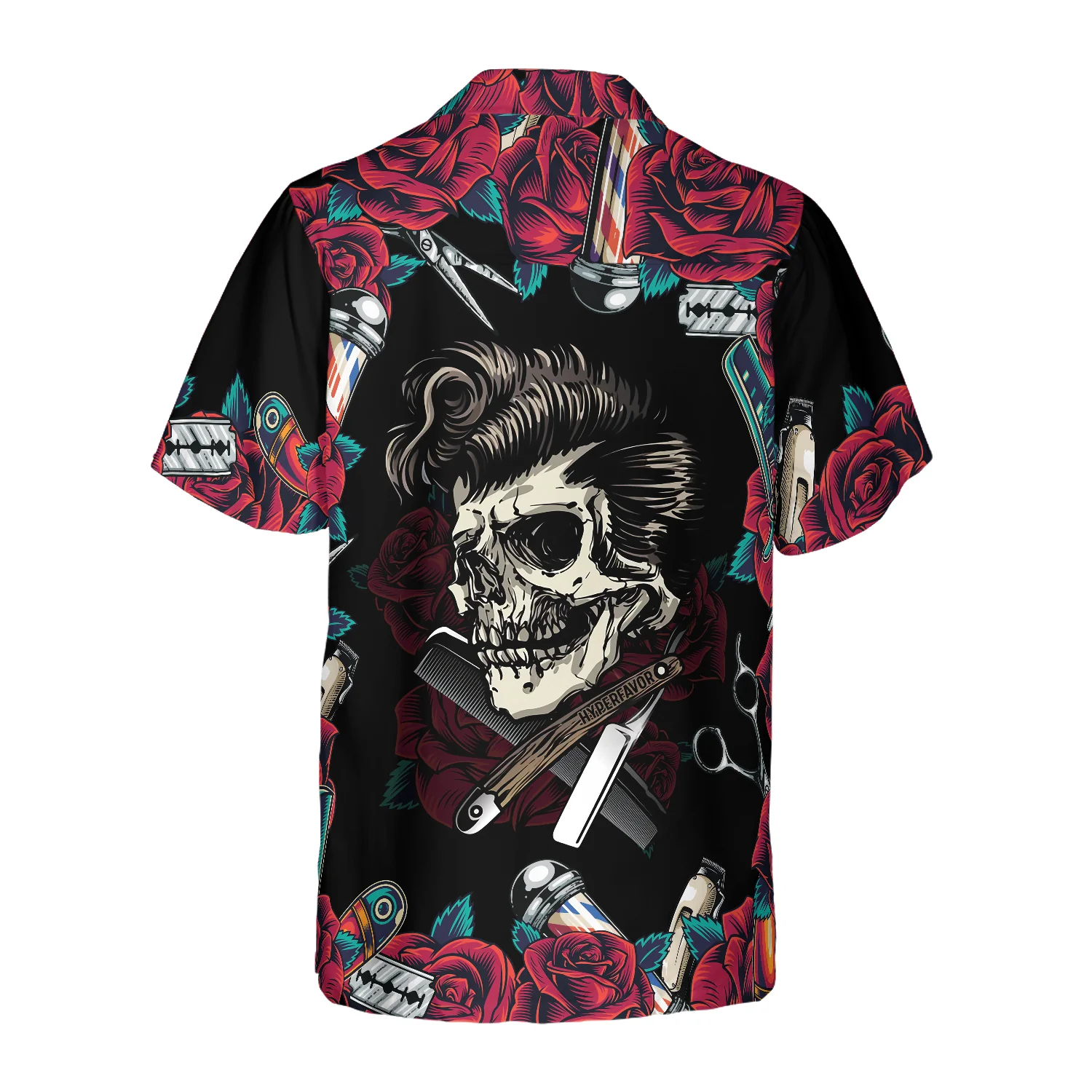 Rose  The Barber Skull Hawaiian Shirt Aloha Shirt For Men and Women