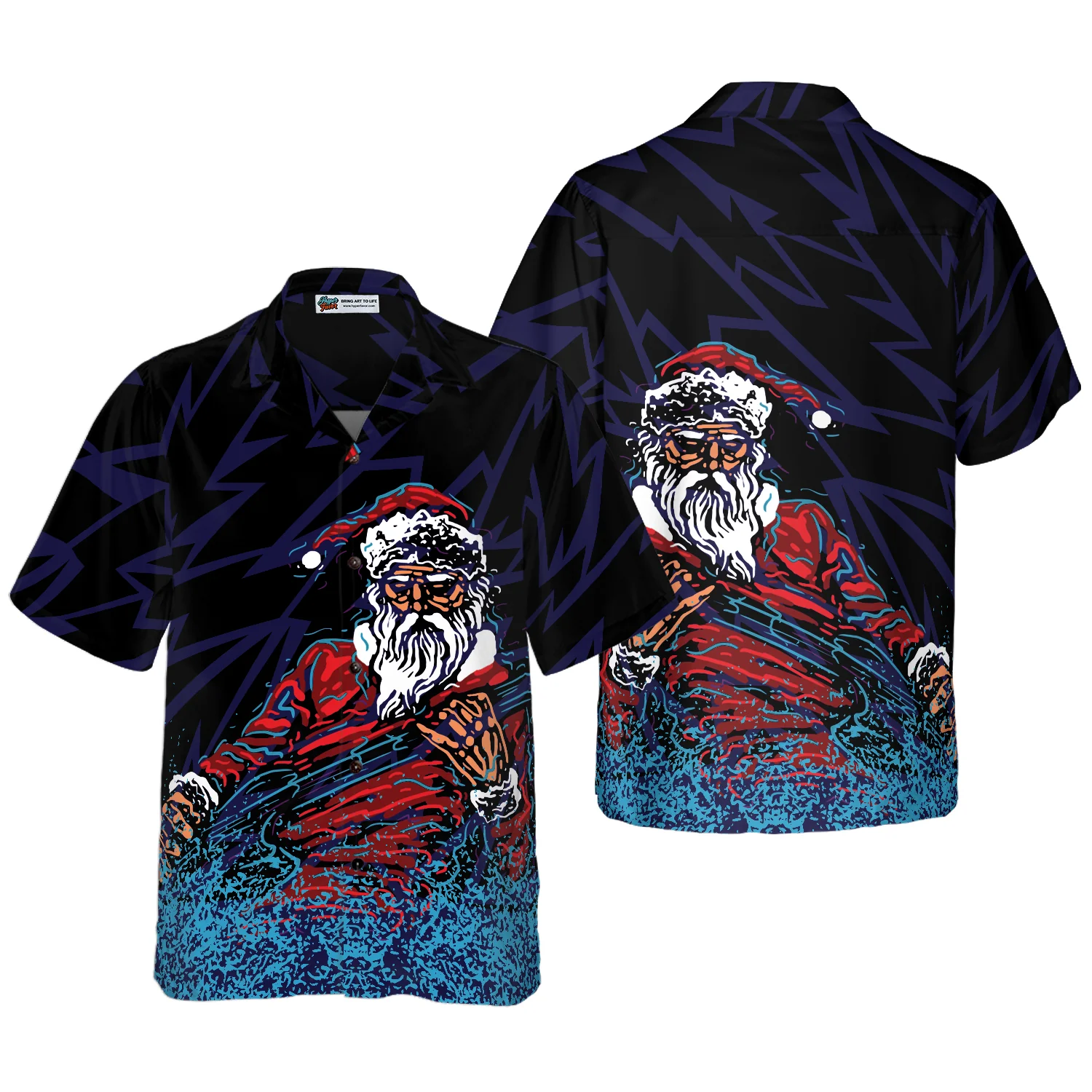 Hawaiian Shirts Rock Santa Shirt Short Sleeve Christmas Shirt Idea Gift Aloha Shirt For Men and Women