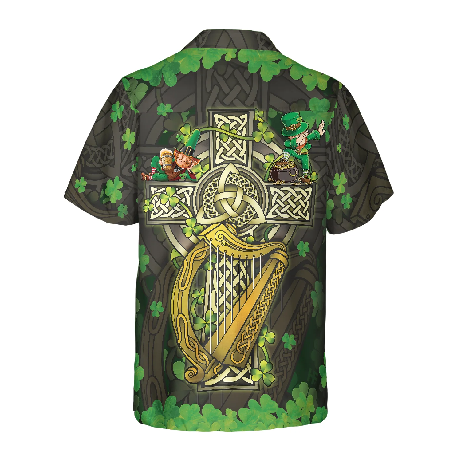 The Celtic Cross Harp Leprechaun Irish Proud Hawaiian Shirt Aloha Shirt For Men and Women