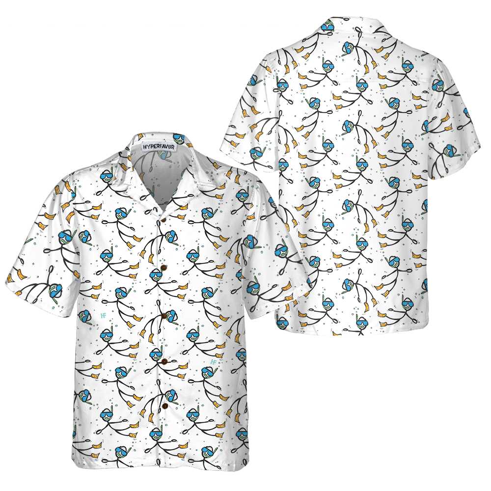 Stickfigures Scuba Diving Hawaiian Shirt Scuba Diving Shirt  Women Best Gift For Scuba Diving Lover Aloha Shirt For Men and Women