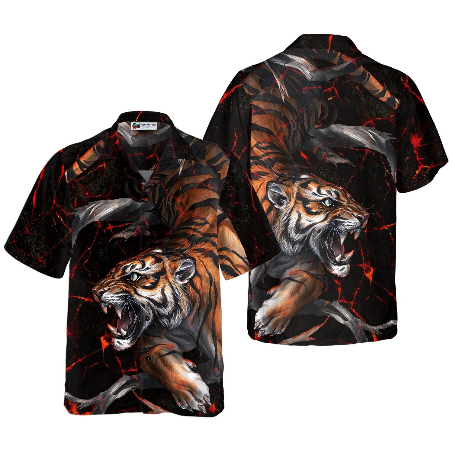 Tiger In The Dark Shirt Hawaiian Shirt Aloha Shirt For Men and Women