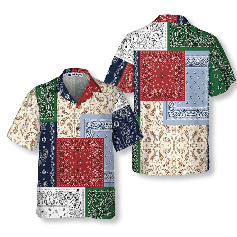 Colorful Patchwork Paisley Pattern Hawaiian Shirt Paisley Shirt Paisley Print Shirt Aloha Shirt For Men and Women