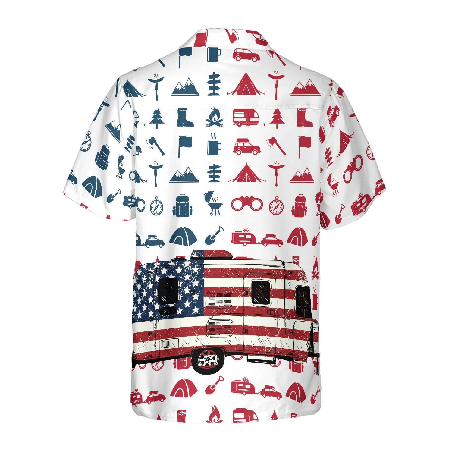 Campervan American Flag Hawaiian Shirt Aloha Shirt For Men and Women