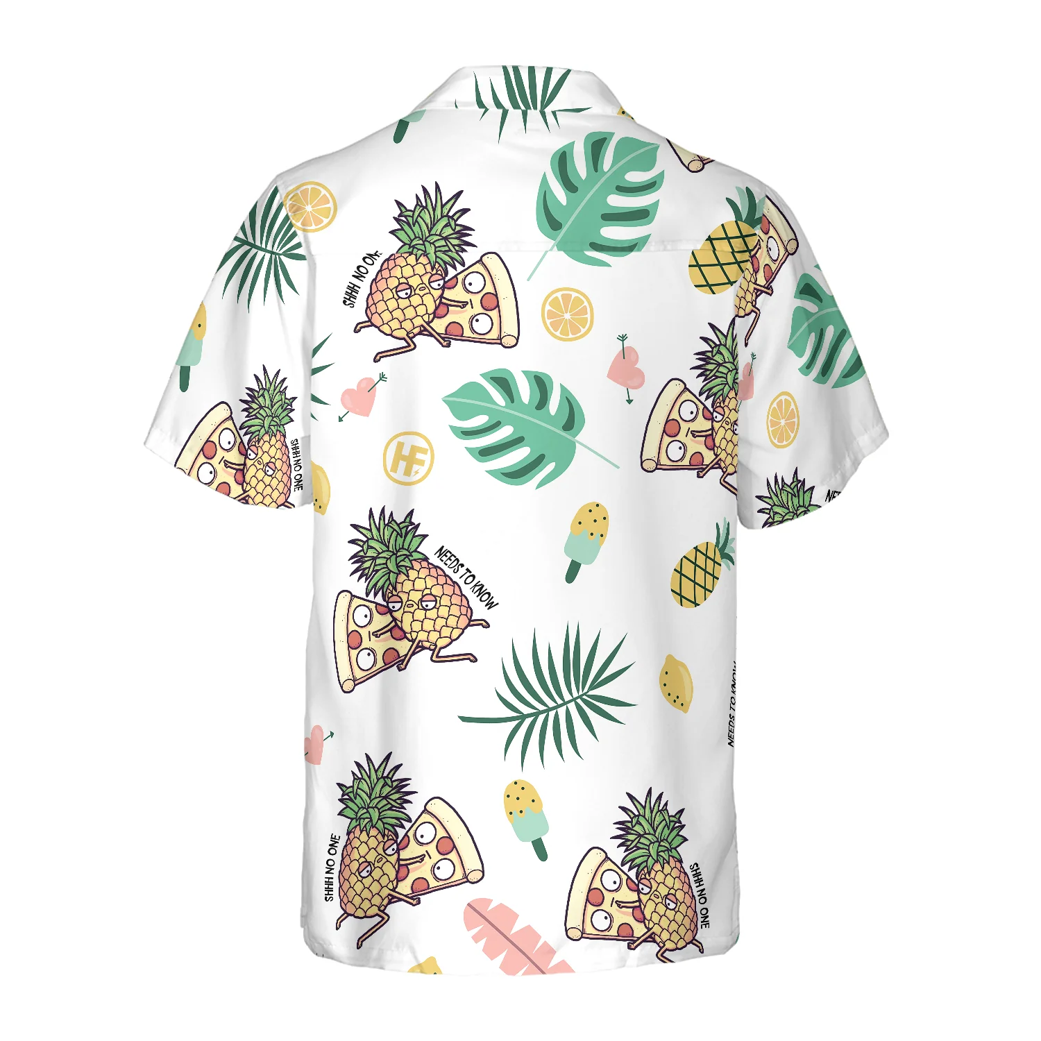 Cartoon Pizza Pineapple Hawaiian Shirt Aloha Shirt For Men and Women