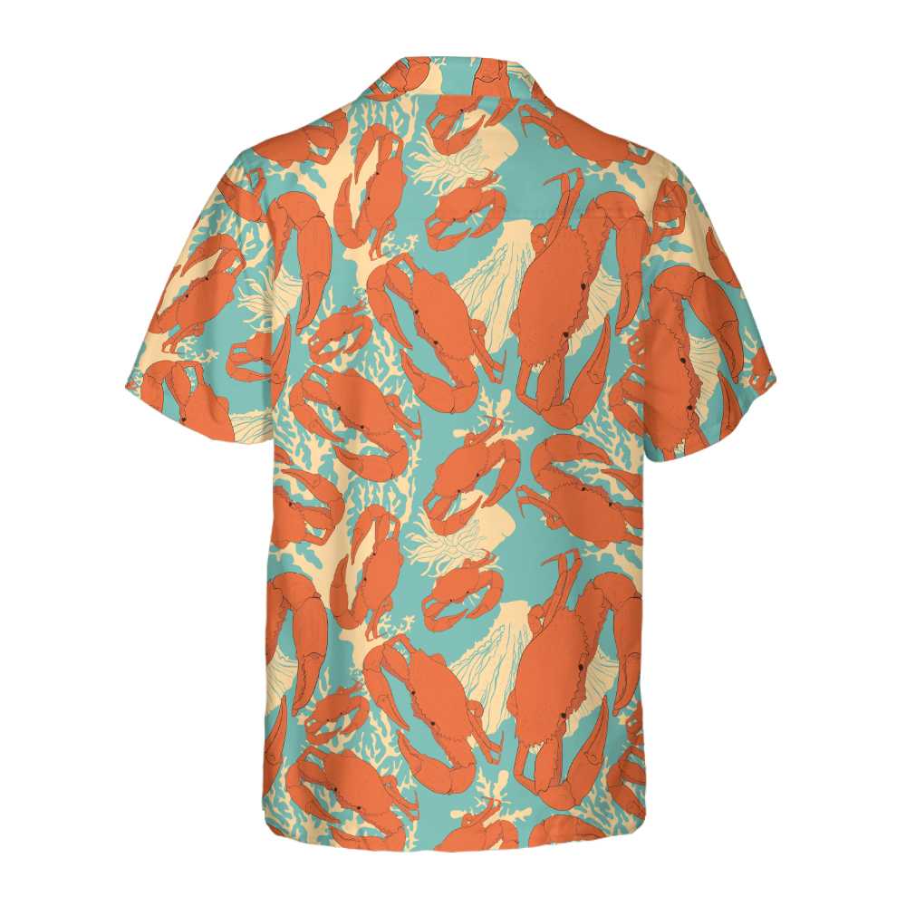 Cartoon Crab Hawaiian Shirt Unique Crab Shirt Crab Print Shirt For Adults Aloha Shirt For Men and Women