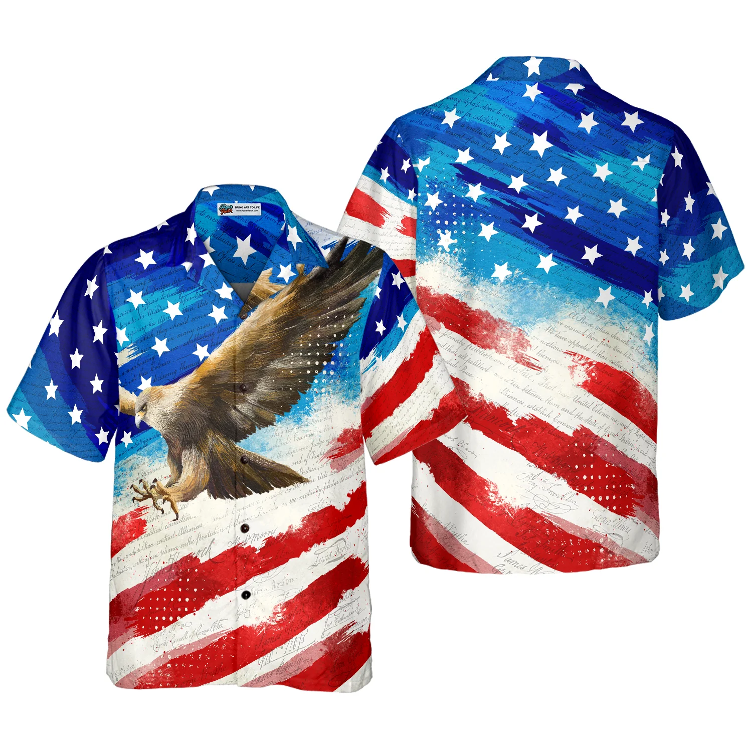 Vintage American Flag Eagle Hawaiian Shirt Aloha Shirt For Men and Women