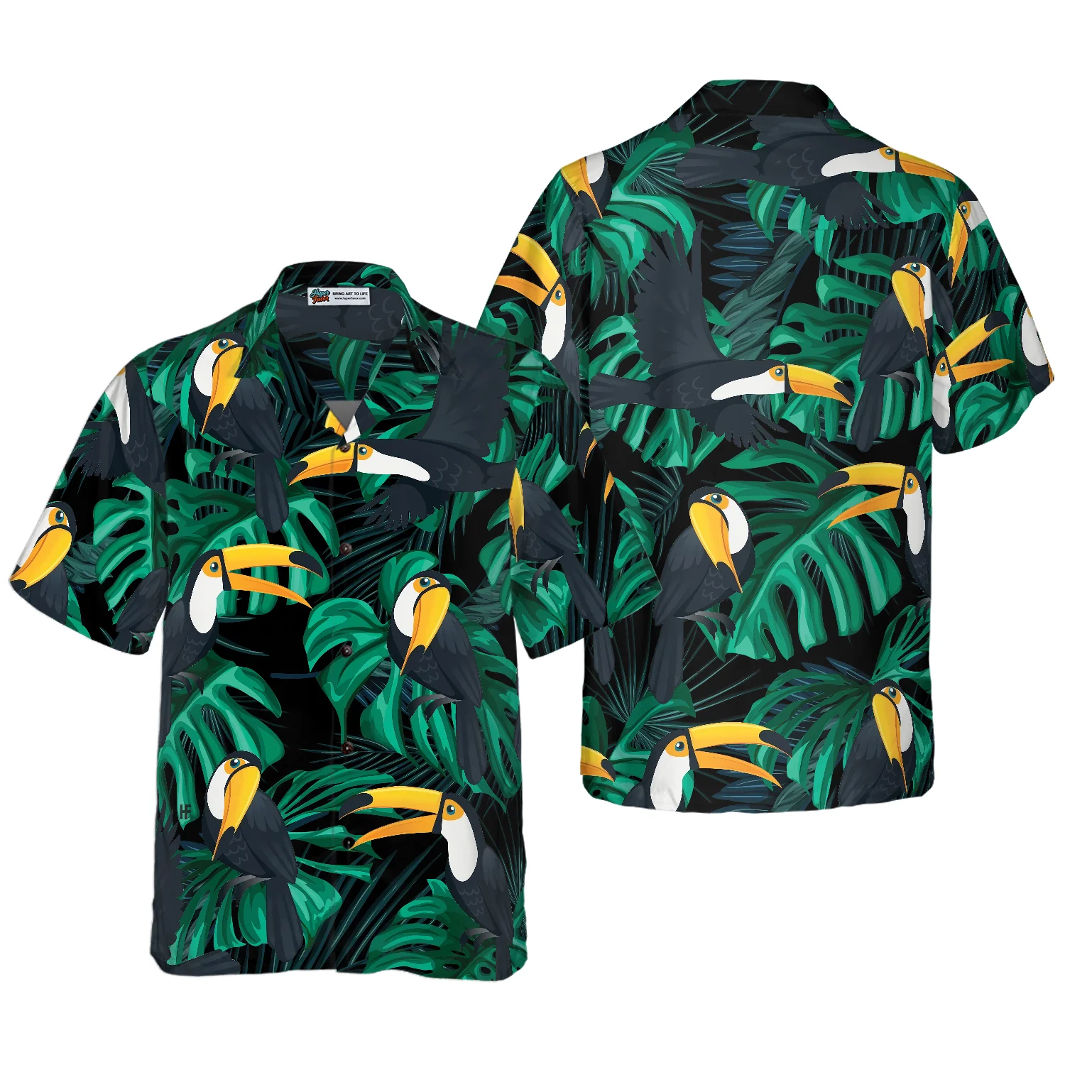 Toucan Birds Tropical Leaves Hawaiian Shirt Aloha Shirt For Men and Women