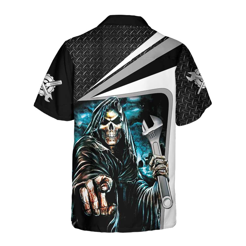 Mechanic Grim Reaper Mechanic Hawaiian Shirt Cool Skull Mechanic Shirt Best Mechanic Gift Aloha Shirt For Men and Women