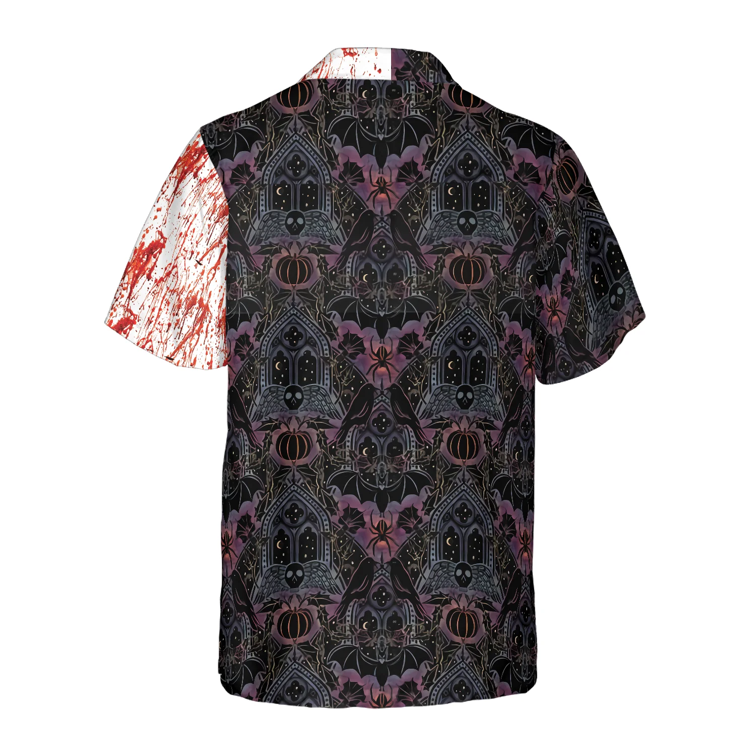 Gothic Halloween Blood Hawaiian Shirt Satanic Bat And Spider Goth Hawaiian Shirt Aloha Shirt For Men and Women