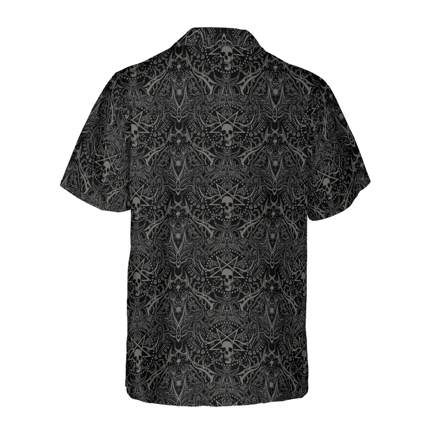 Seamless Gothic Skull Pattern Goth Inverted Cross Hawaiian Shirt Aloha Shirt For Men and Women