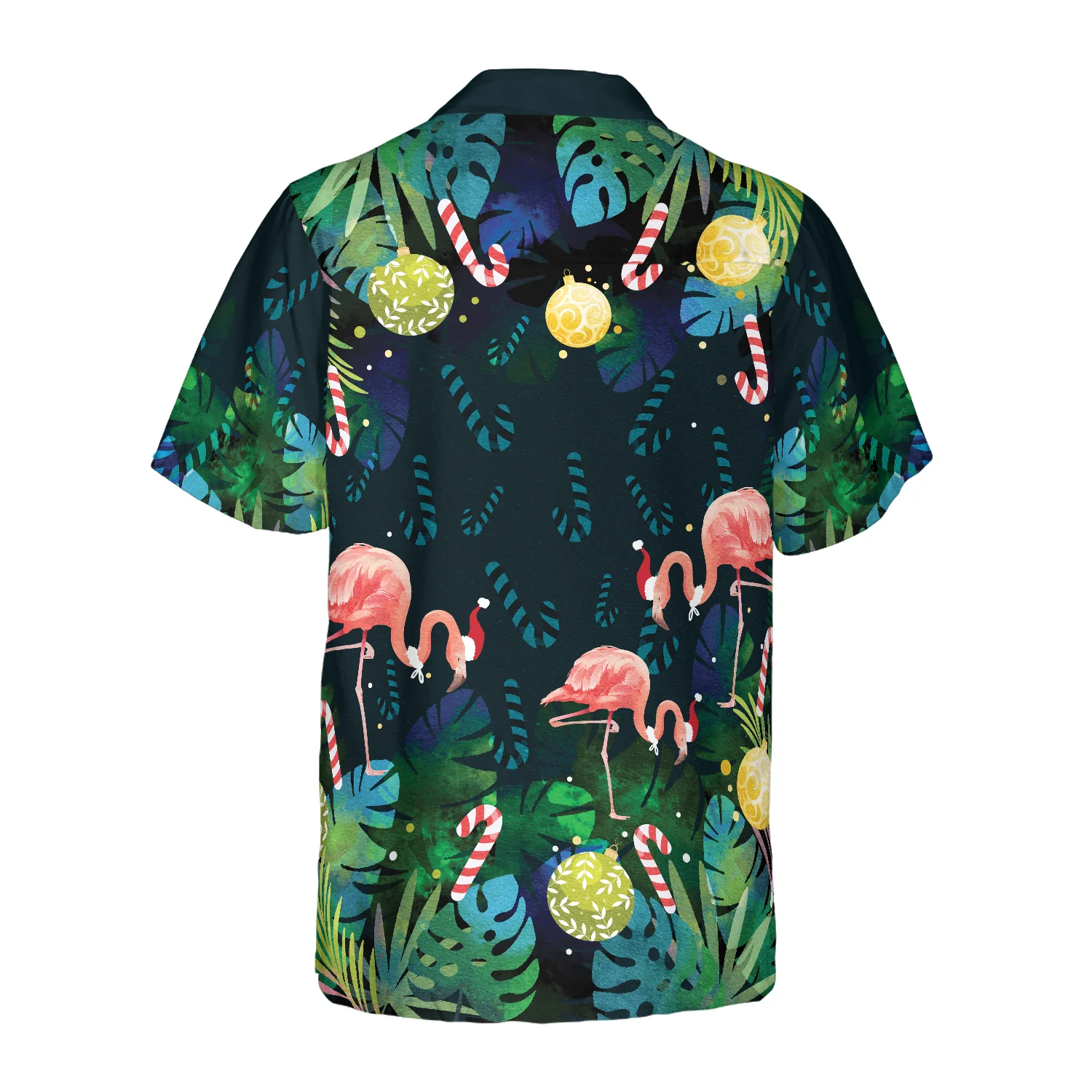 Hyperfavor Christmas Hawaiian Shirts Christmas Flamingo Tropical Hawaiian Shirt Button Down Shirt Short Sleeve Aloha Shirt For Men and Women