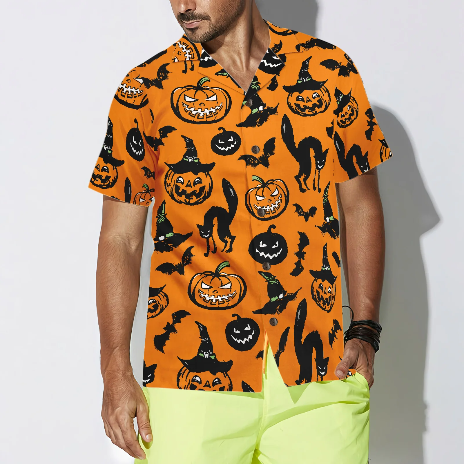 Halloween Pattern Hawaiian Shirt Aloha Shirt For Men and Women