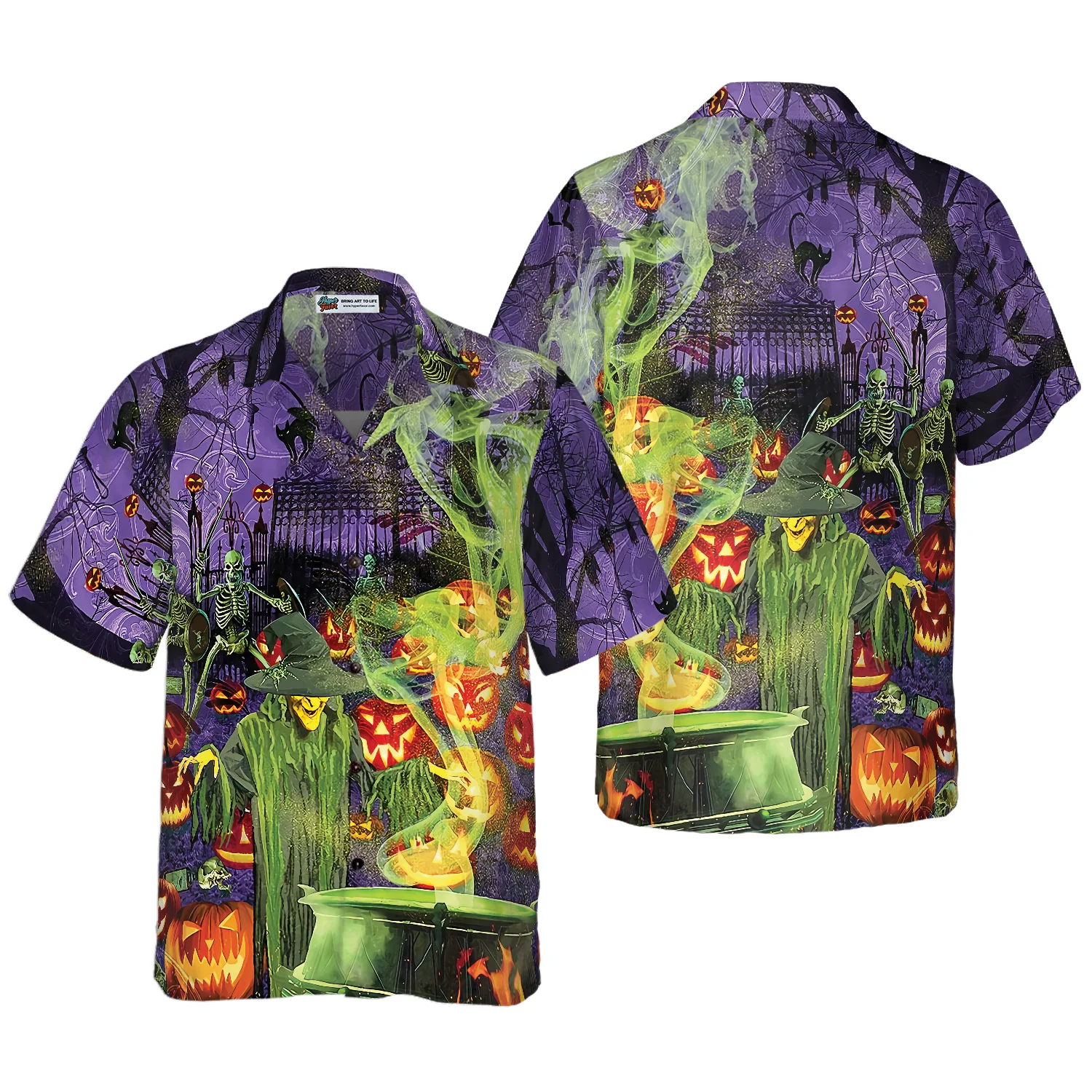 Fright Night Witch Hour Halloween Hawaiian Shirt Aloha Shirt For Men and Women