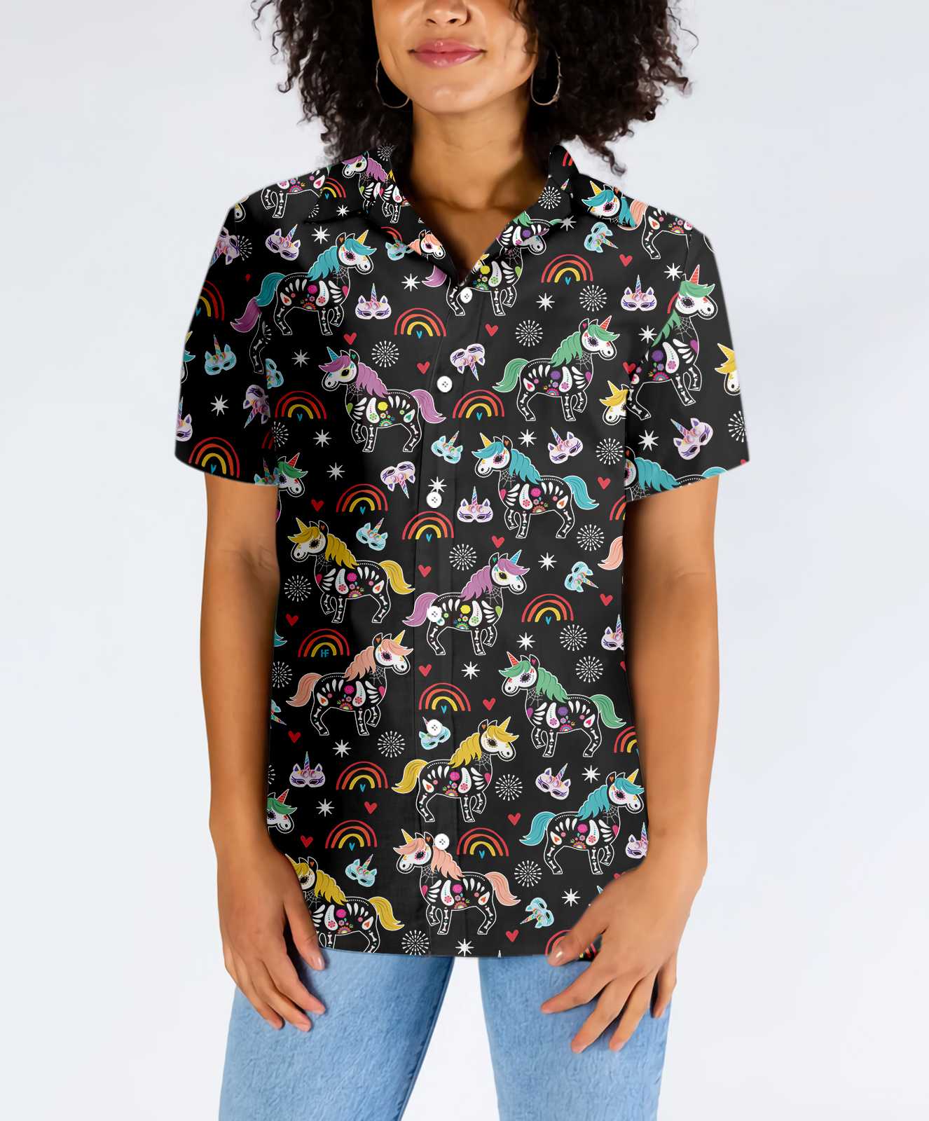 Unicorn Tops Peach Day Of The Dead Hawaiian Shirt Unique Day Of The Dead Gift Aloha Shirt For Men and Women