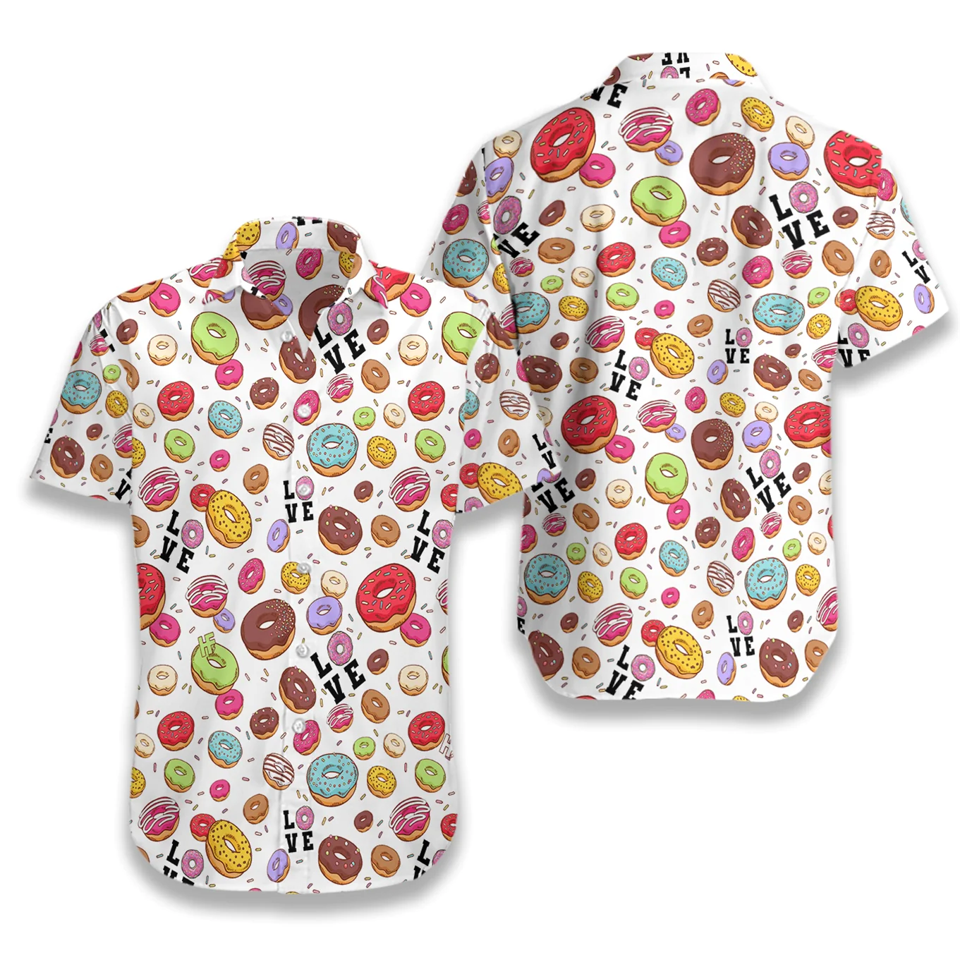 I Love Donut White Hawaiian Shirt Aloha Shirt For Men and Women